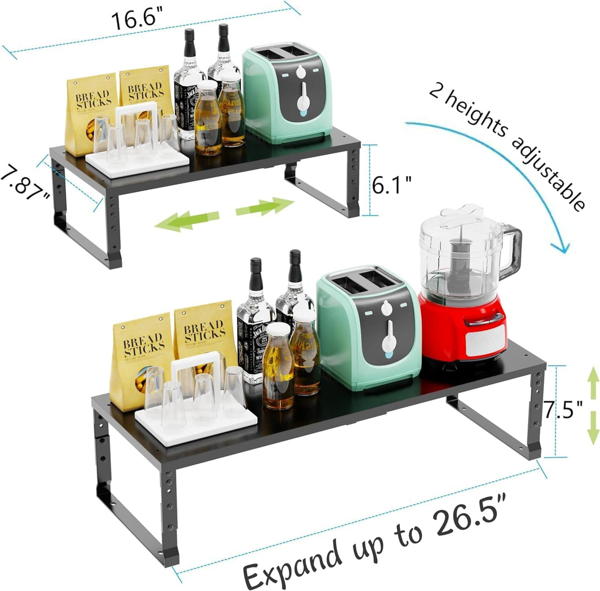 Expandable,Stackable Spice Rack,Seasoning Organizer and Storage,Spices Jar Racks for