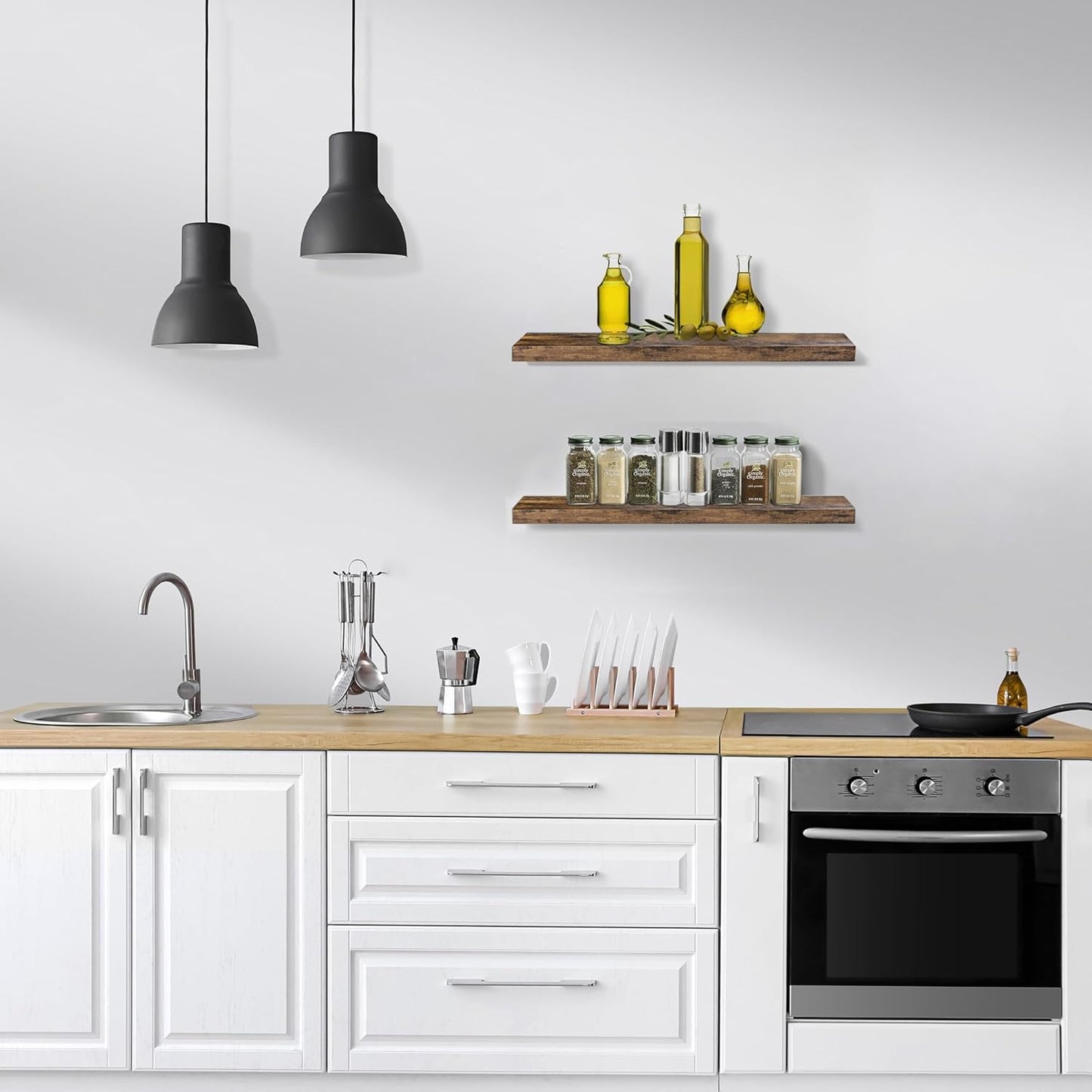 Sorbus Floating Shelves for Wall - 24" Bathroom Shelves, Wall Decor for Bedroom, Kitchen, Living