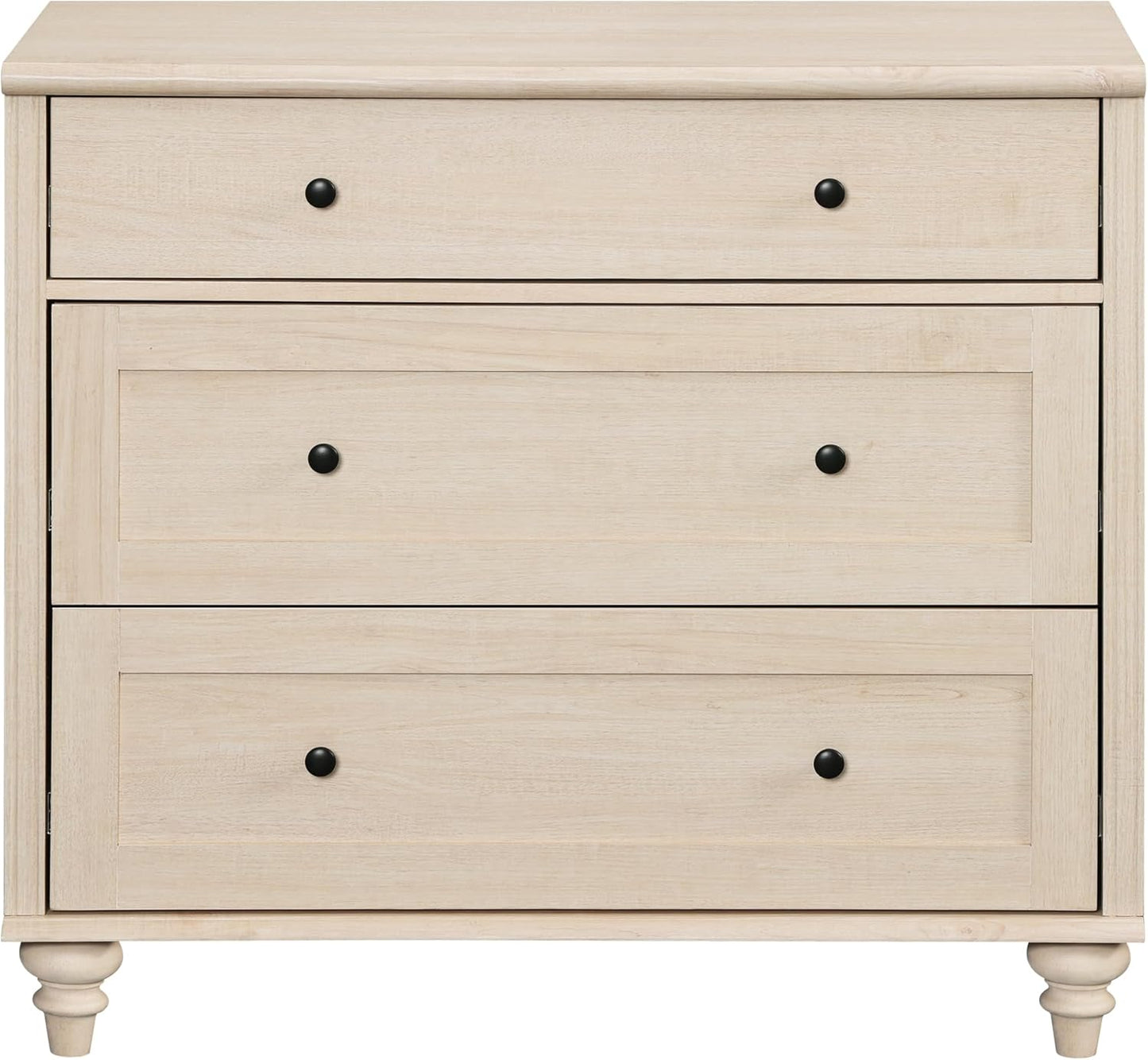 WAMPAT Baby Dresser with 3 Drawers, Kids Dressers with Wide Chest of Drawers, Mid Century Modern
