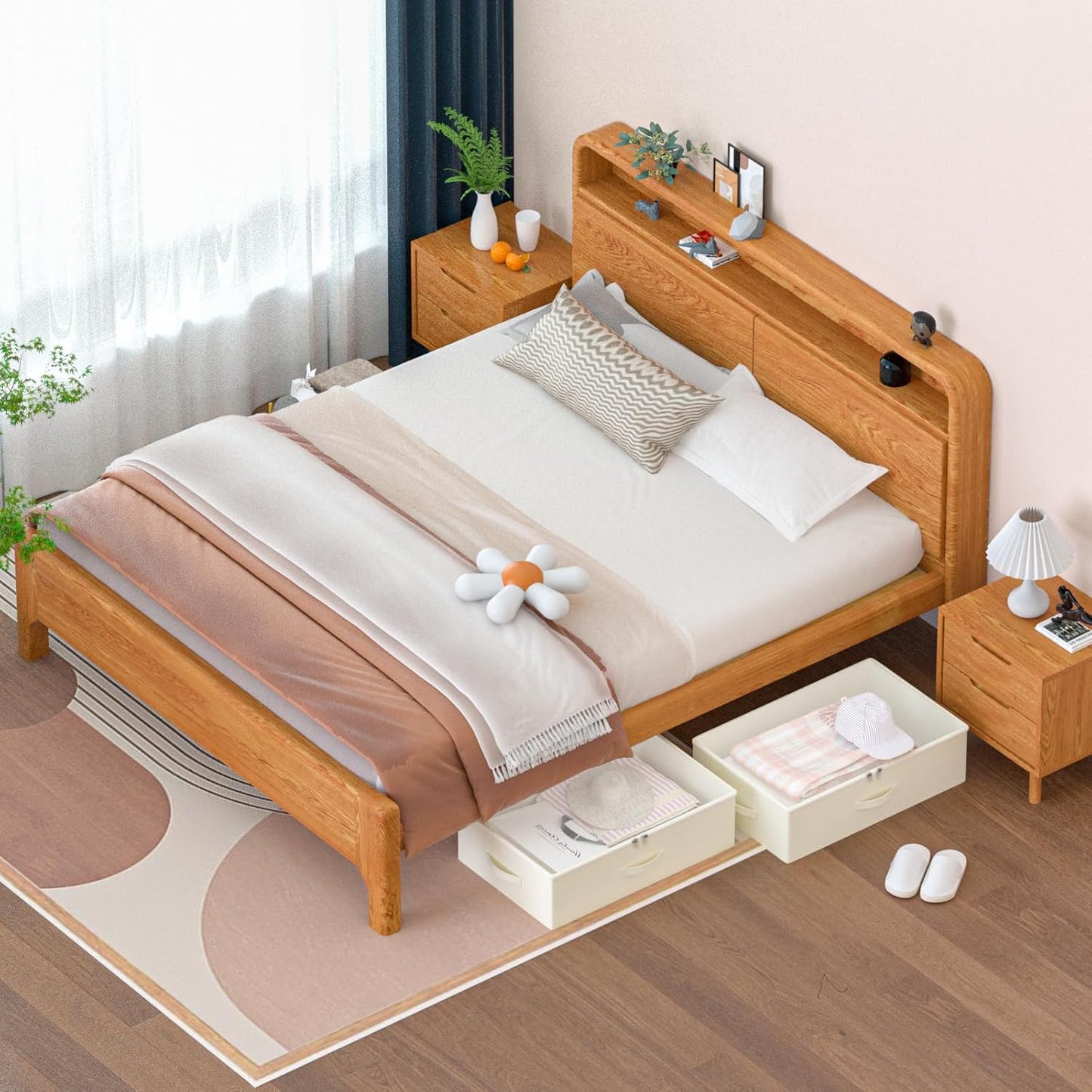 Under Bed Storage with Wheels, No Assemble Required 10 inches height Under Bed Storage bins,Large