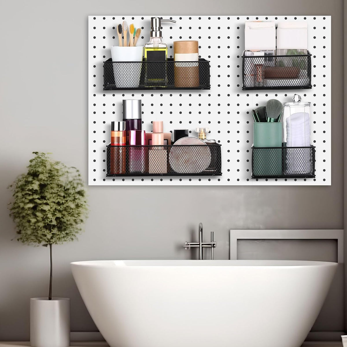 Tioncy 4 Pcs Magnetic Storage Bin Magnetic Locker Organizer for Pegboard Refrigerator Shelves