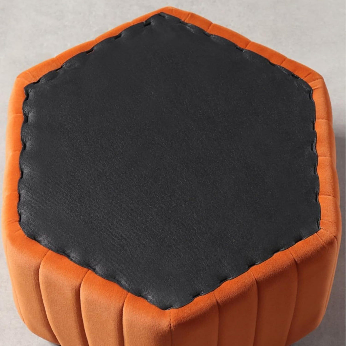 homary 18.5" Hexagonal Pouf Ottoman Upholstered, Velvet Footrest Rest Stools Modern Sofa Footrest