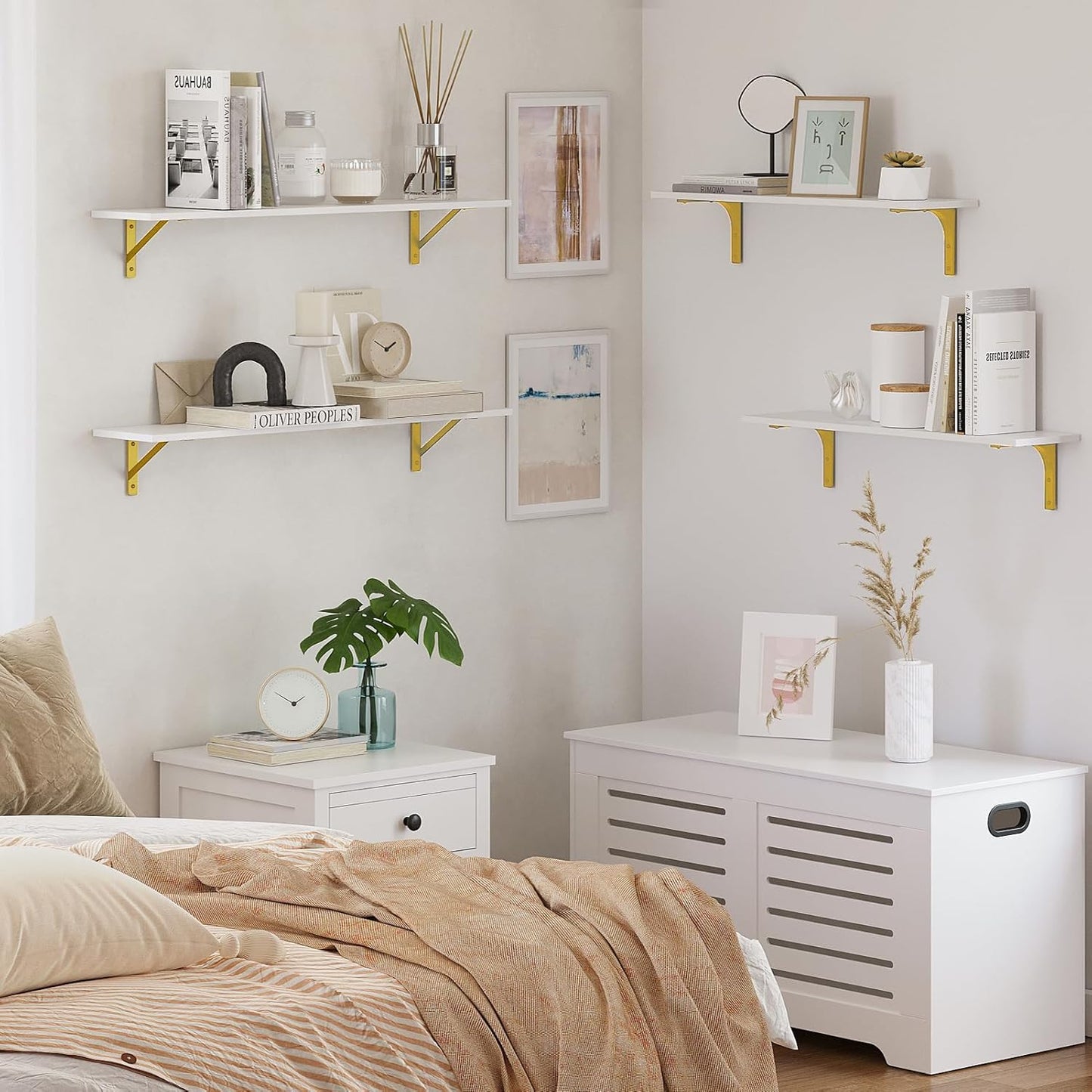 DINZI LVJ Long Wall Shelves, Set of 4, 31.5Inch Wall Mounted Shelves, Floating Shelves for Wall