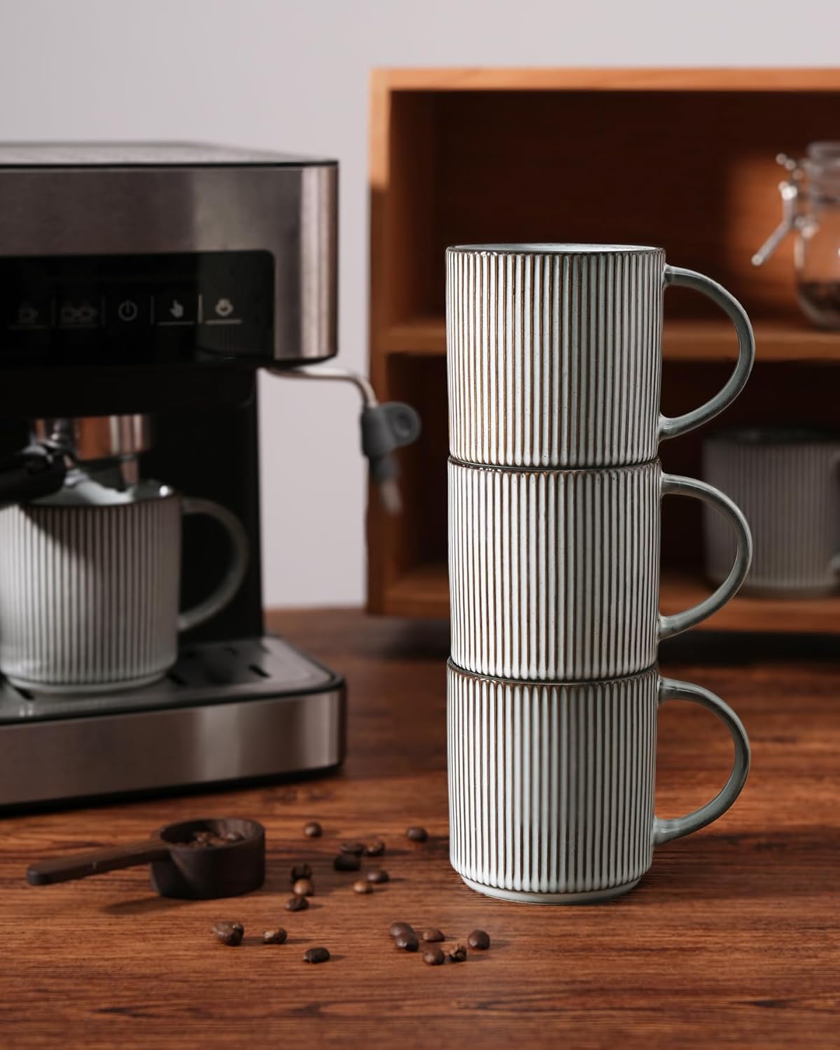 famiware Coffee Mug Set for 4, Star 12 oz Catering Mugs Cup Set with Handle for Coffee, Tea, Cocoa