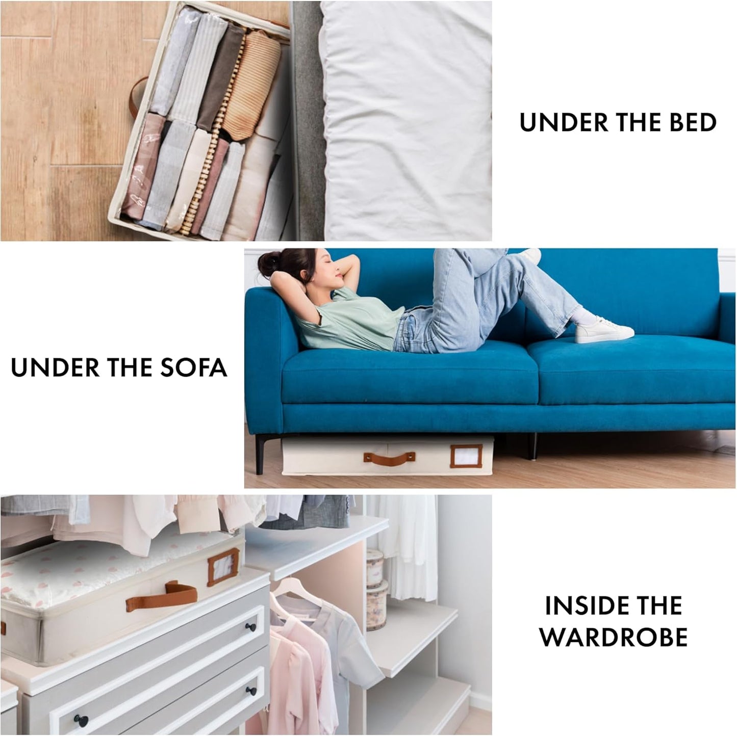 HOMELUX THEORY 2pc Under Bed Storage Containers, Bedroom Under the Bed Drawer Storage Organizer