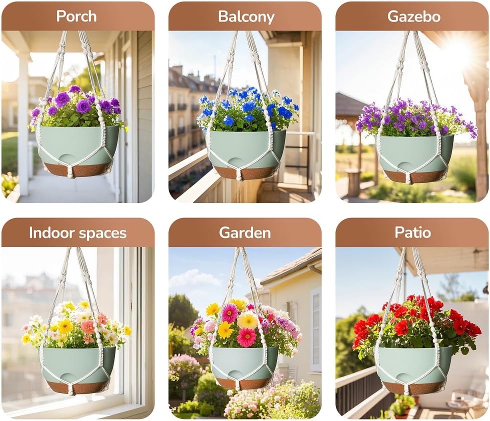 12 Inch Hanging Baskets for Plants Outdoor, Hanging Planters for Indoor Outdoor Plants, Hanging