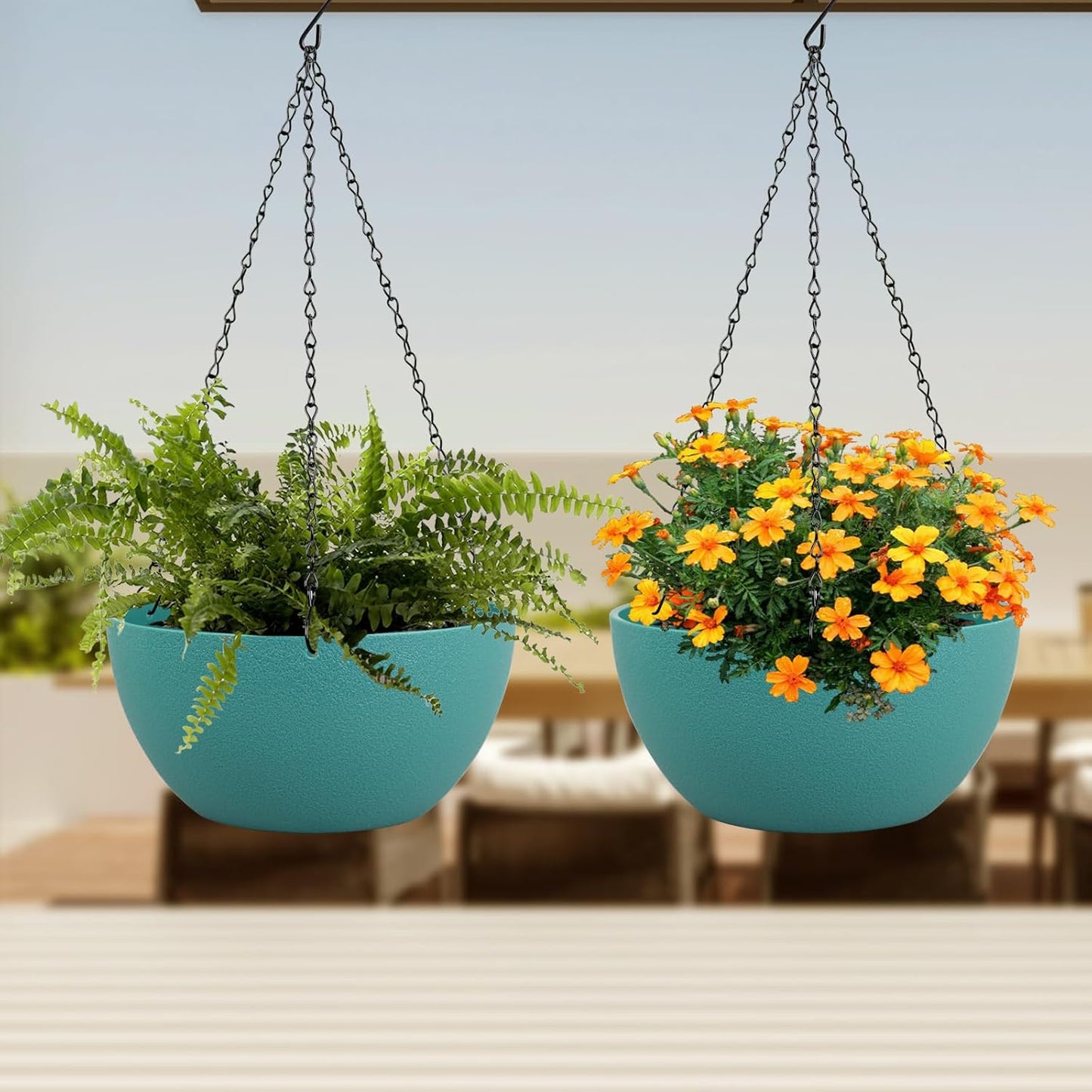8 inch Small Hanging Planters Plant Pots for Indoor Outdoor Plants, 2 Pack Hanging Flower Pots with