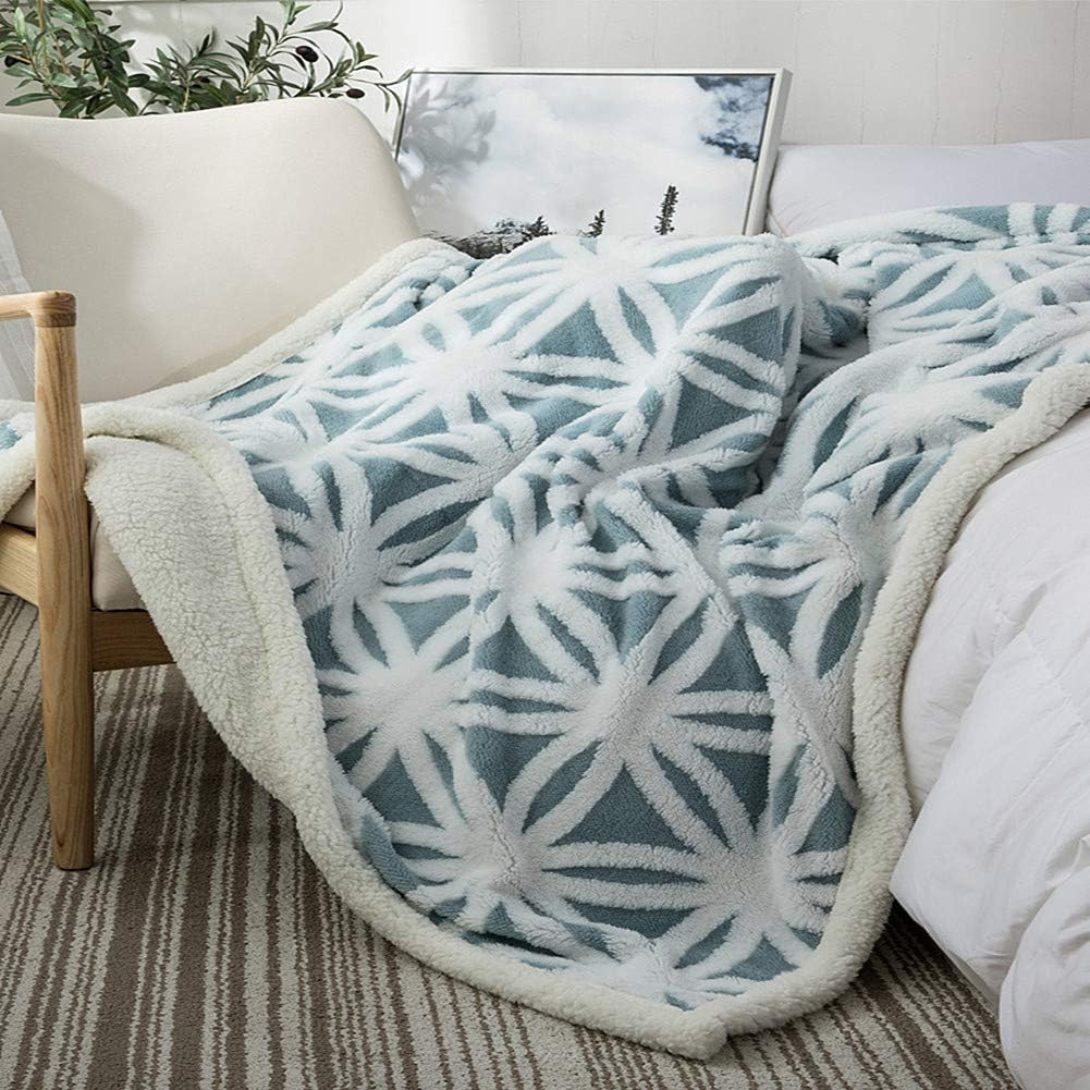 UKELER Ultra Plush Super Soft Lightweight Sherpa Throw Blanket 60''x50'' Cozy Luxury Light Blue
