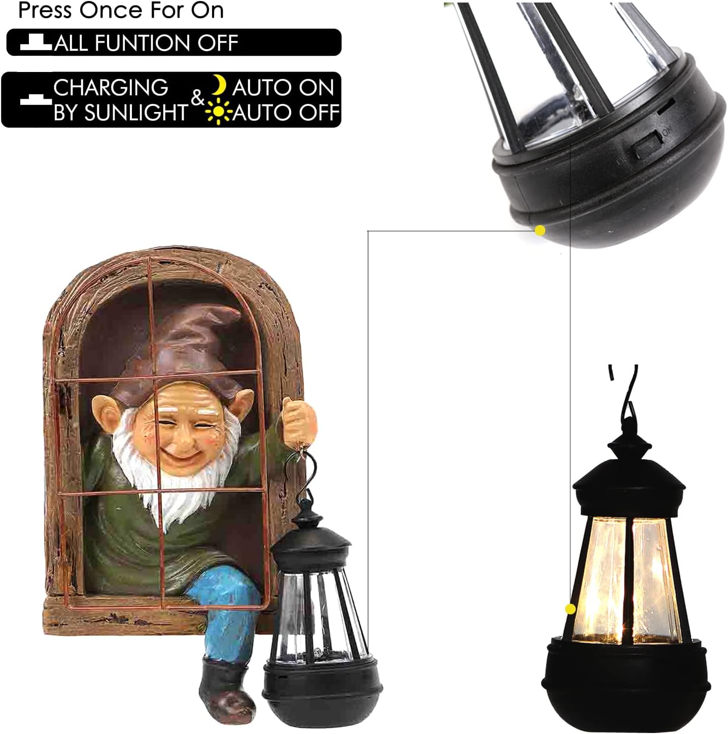 Whimsical Fairy Garden Halloween Gnomes with Solar Lights-10 Elf Out The Door Tree Hugger Garden