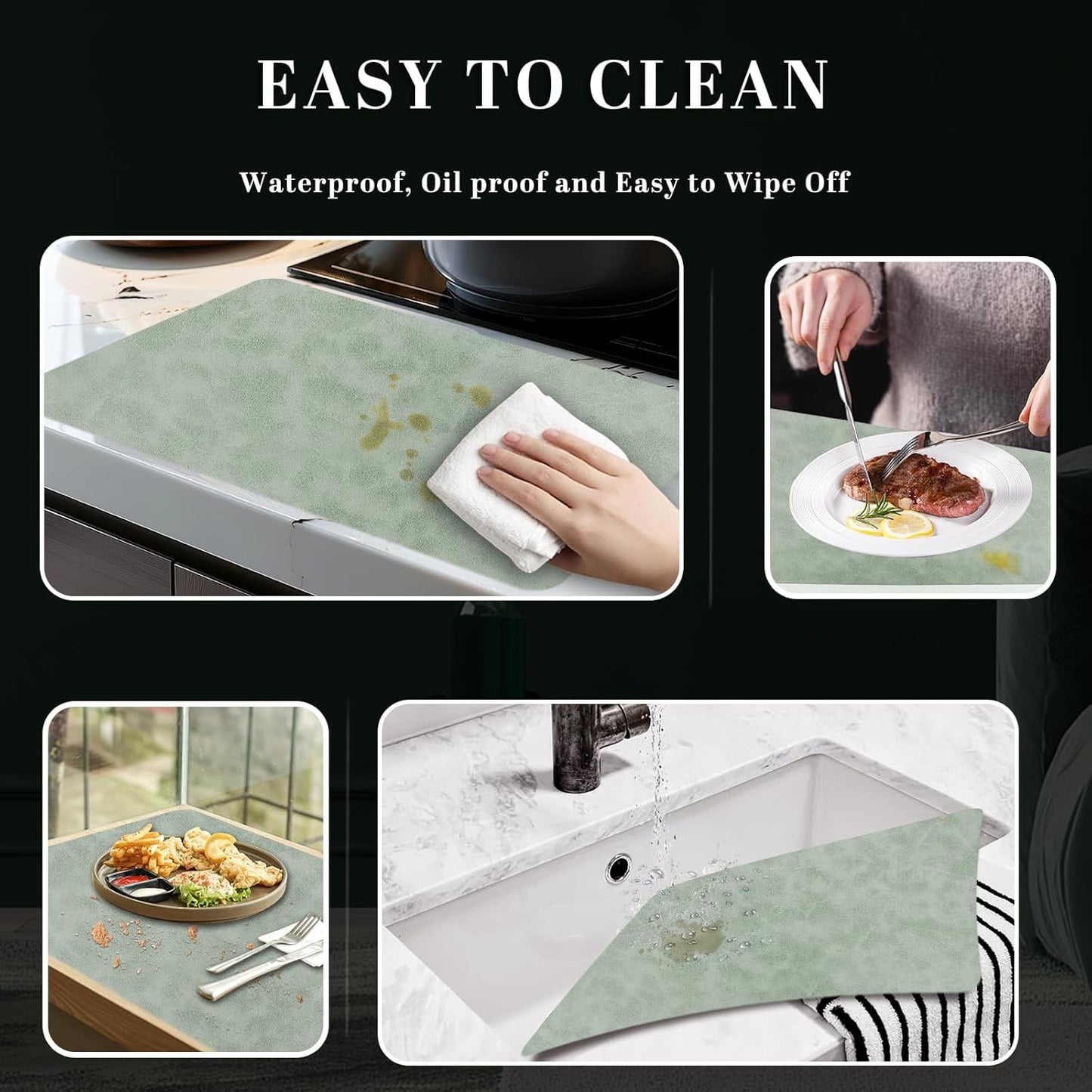 BLESWIN Faux Leather Placemats, Set of 6, 12×17 Inch -Double Side Texture Color Table Mats