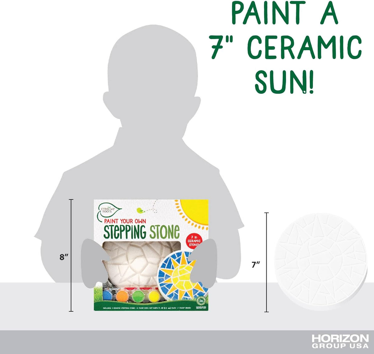 Creative Roots Mosaic Sun Stepping Stone Kit, Includes 7-Inch Ceramic Stepping Stone & 6 Vibrant