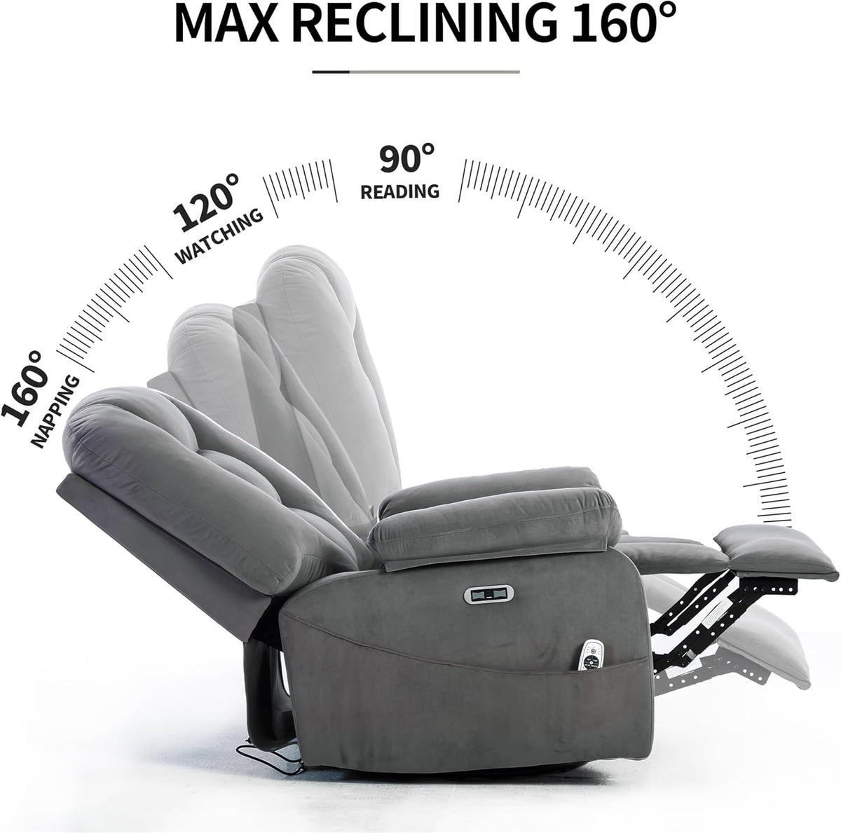 Power Swivel Rocker Recliner Chair for Adults,Rocking Recliners Chairs with Massage and Heat for