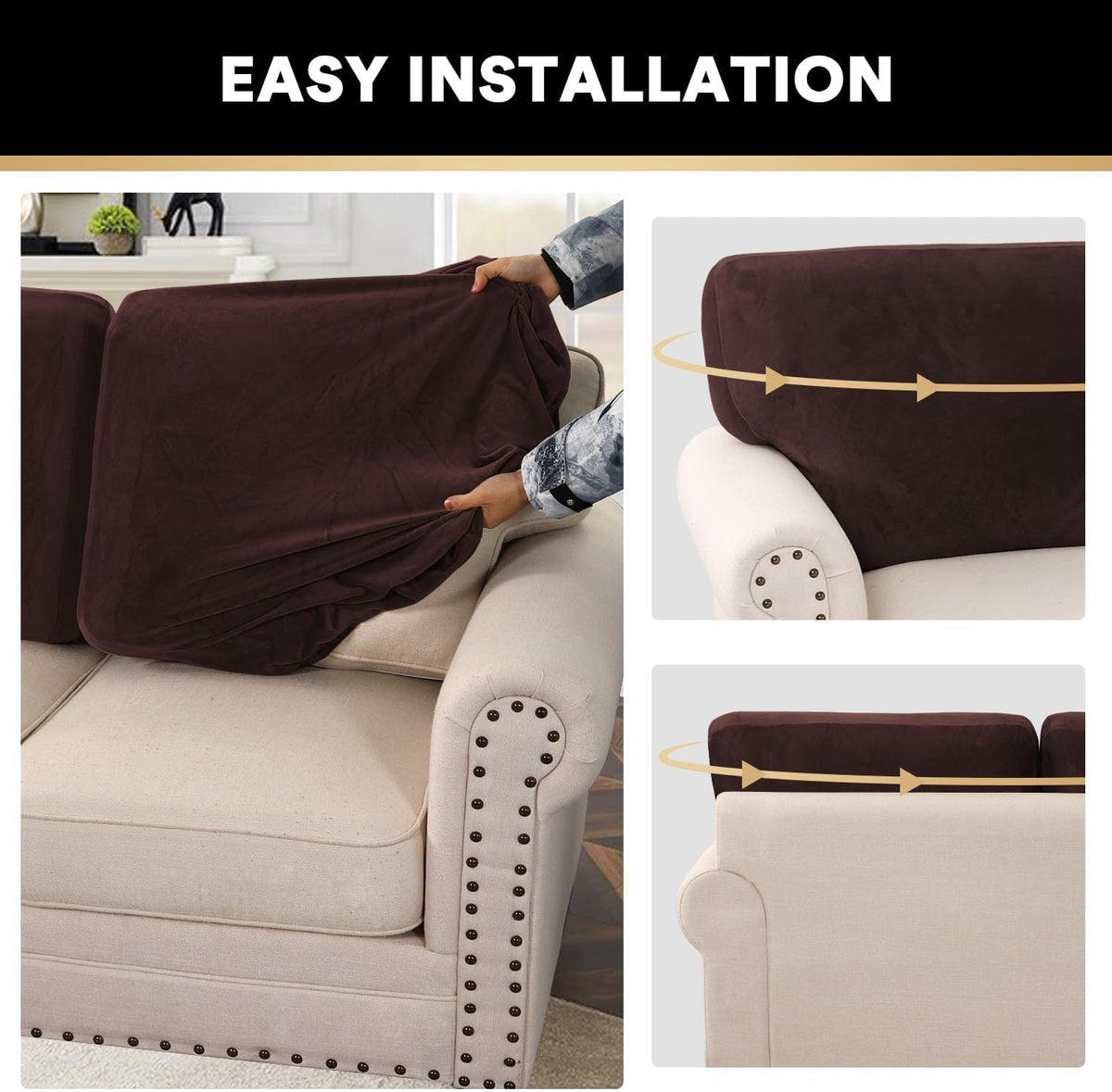 PrinceDeco Sectional Couch Covers Velvet Cushion Covers for Sectional Couch Cushion Covers for