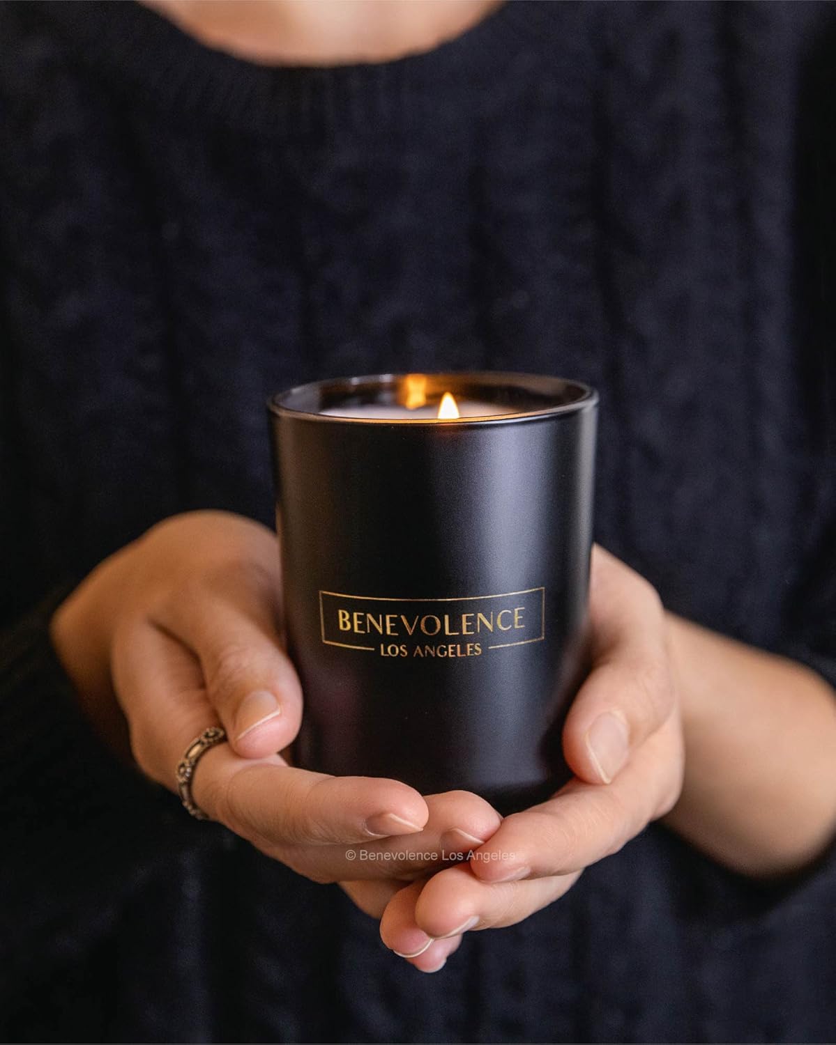 Benevolence LA Clearance Candles Rose & Sandalwood Scented Candle | Soy Candles, Black Candle for