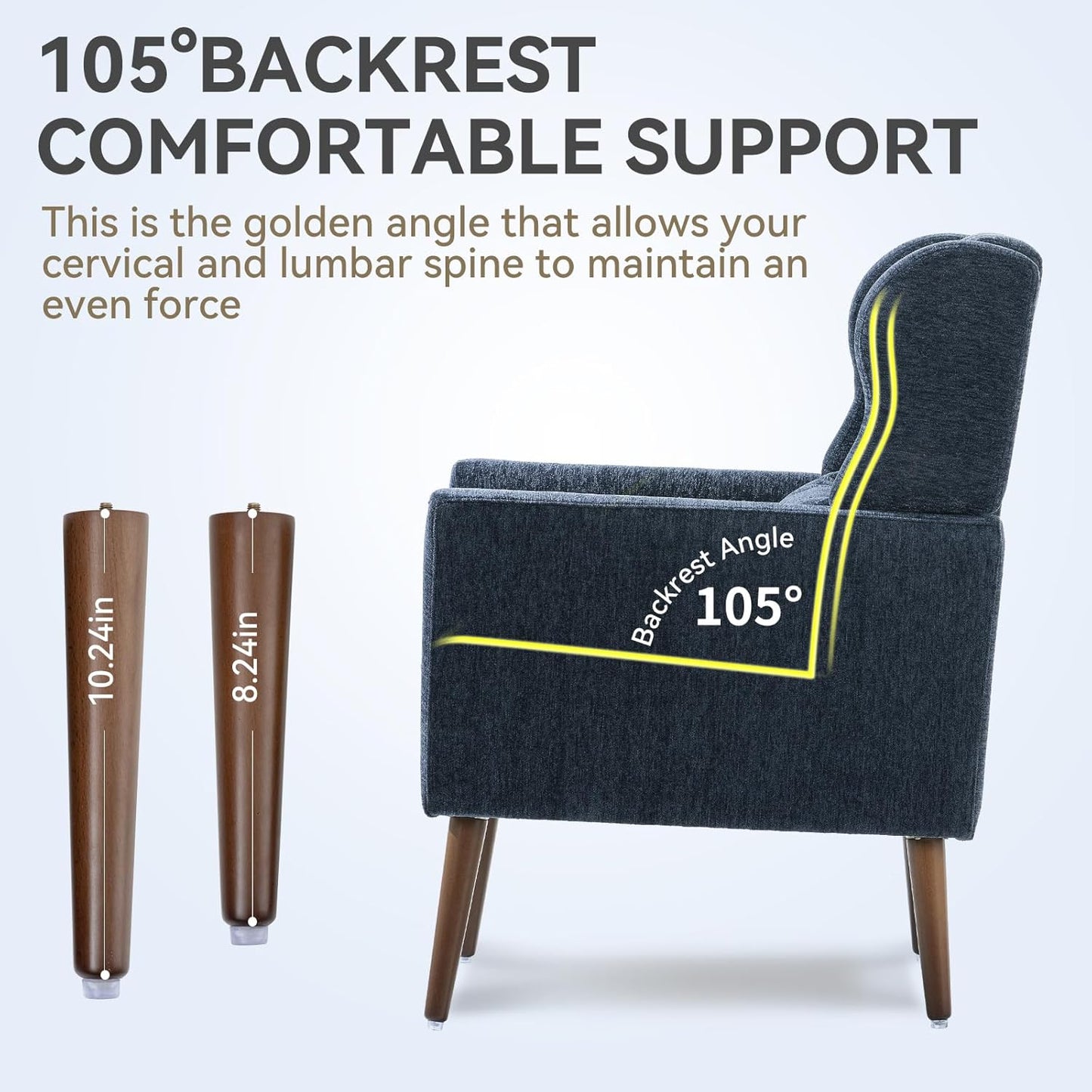 Accent Chair Set of 2, Upholstered Armchair with Pillow, Fabric Single Sofa Chair with Lounge Seat