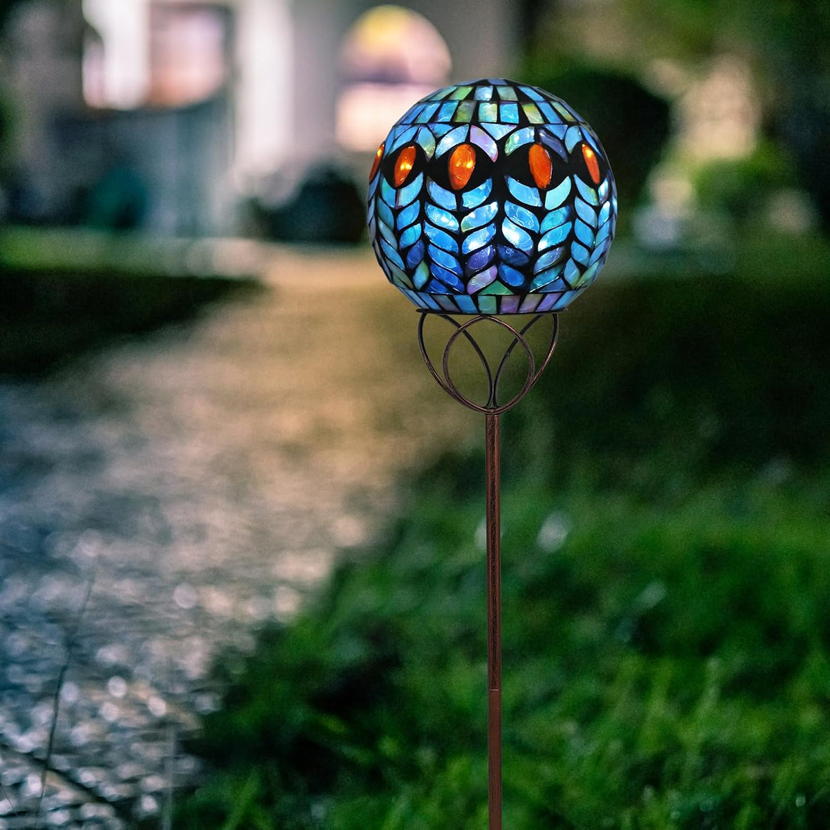 Afirst Solar Outdoor Garden Lights Decorative - Mosaic Solar Stakes Gazing Ball Waterproof Outdoor