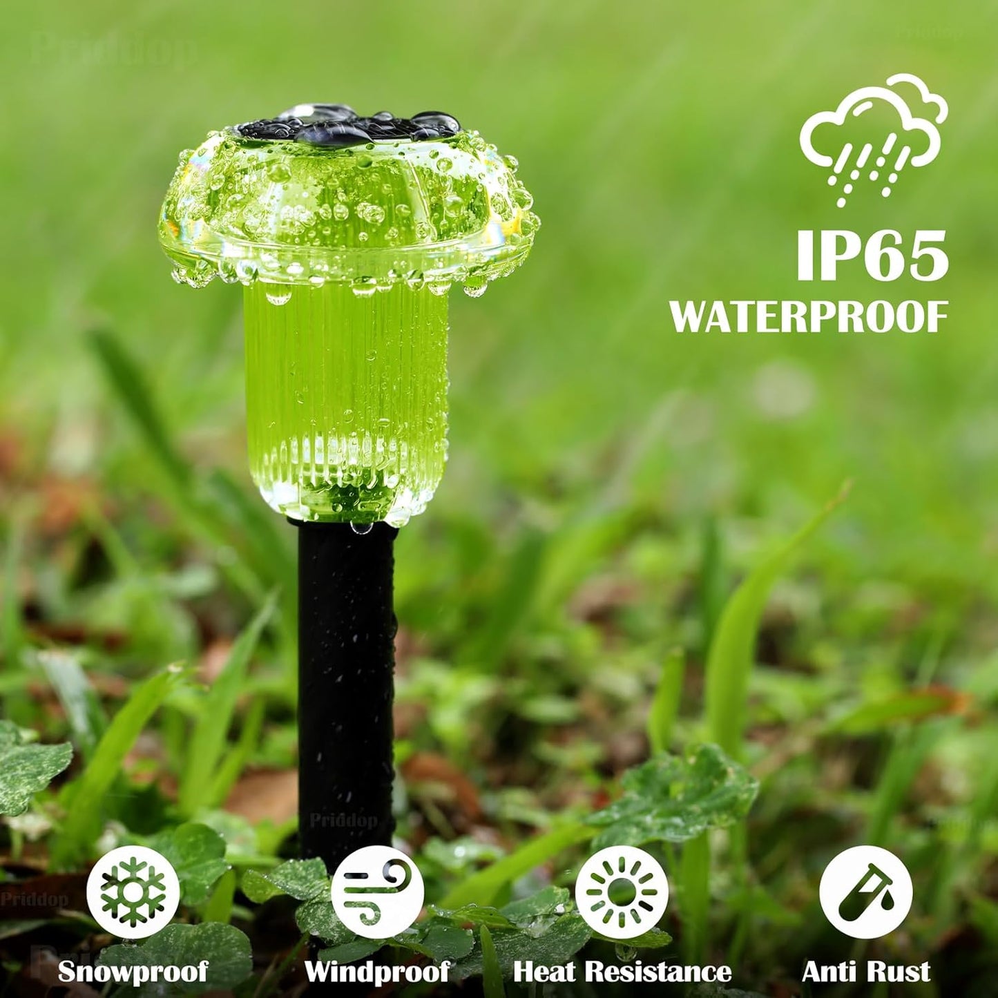 Halloween Solar Lights Outdoor 8 Pack Green LED Waterproof Mushroom Outside Lights for Yard Garden