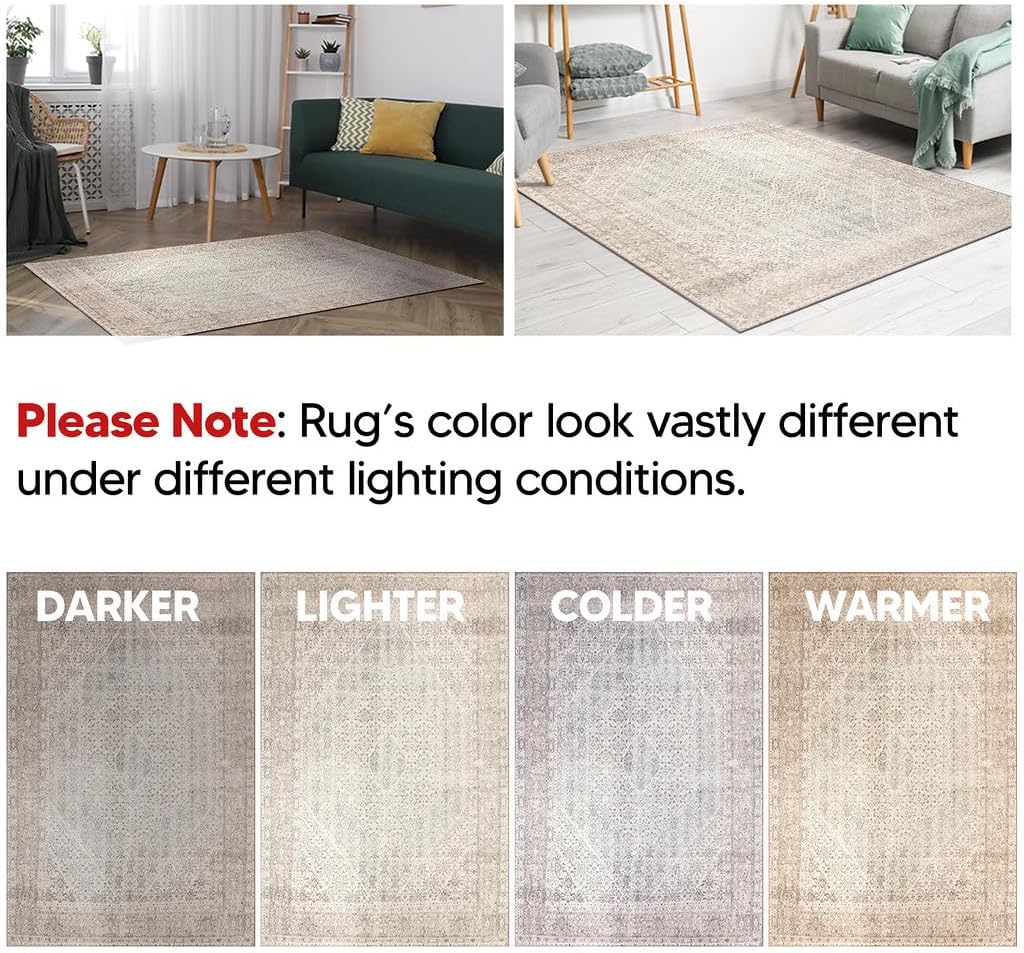 Keen Home Design 8x10 Rug - Machine Washable Area Rug with Non-Slip Backing, Ideal for Living Room