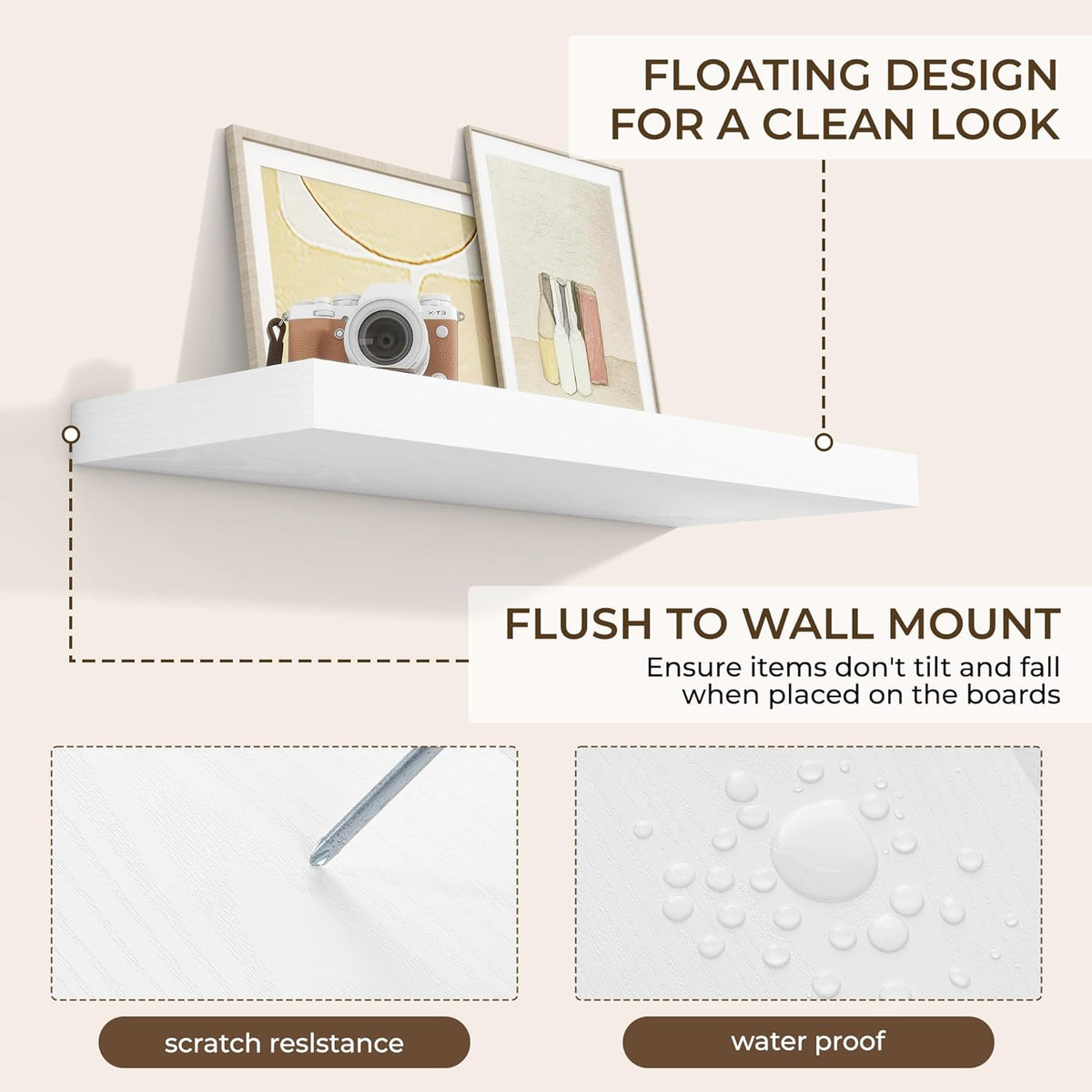 RICHFOCUS 36Inch Floating Shelves for Wall 2 Pack Shelves for Bedroom|Kitchen|Bathroom Wall Mounted