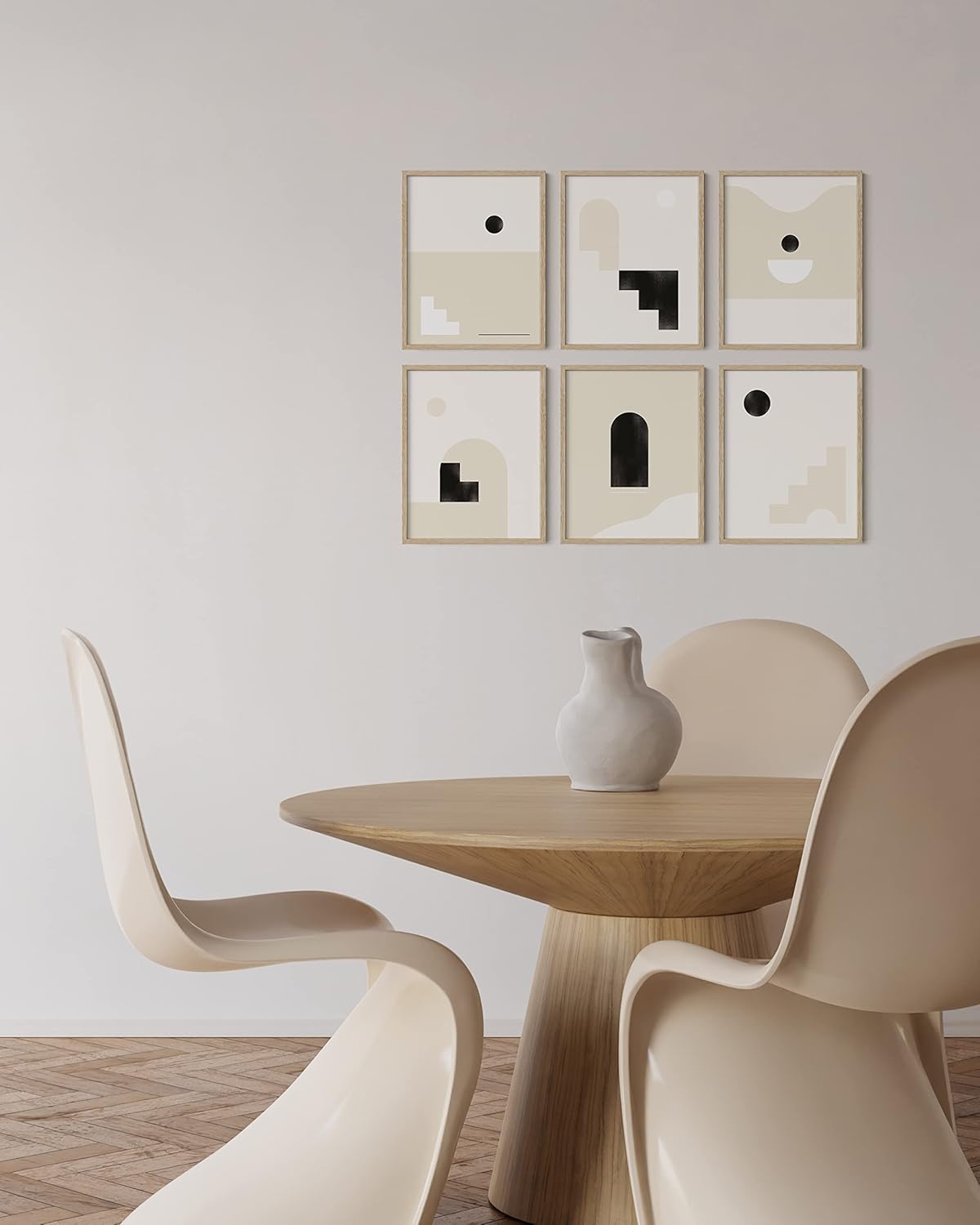 HAUS AND HUES 11"x14" Beige Oak Wood Frames Set of 6-11x14 Poster Frame, 11x14 Picture Frame Set of