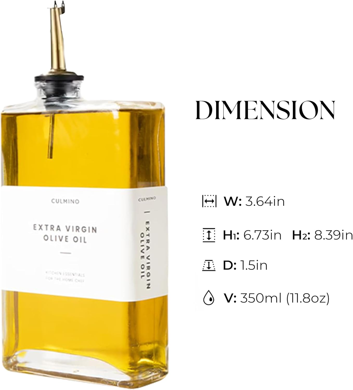 Premium Glass Olive Oil Dispenser Bottle 350ml | Cooking Oil and Vinegar Dispenser | Oil Dispenser
