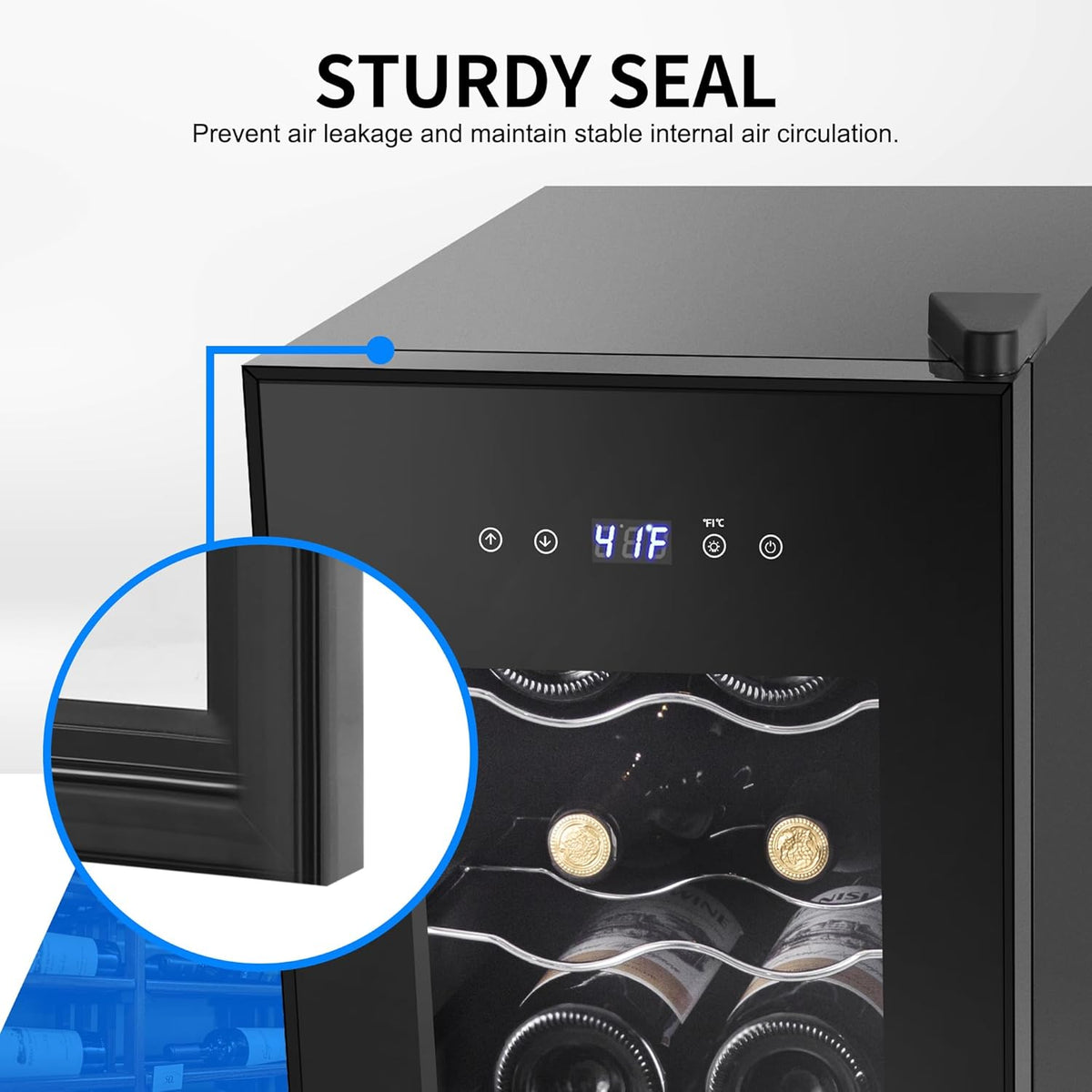 Wine Cooler Refrigerator 12 Bottles, Small Wine Fridge Mini Wine Fridge Countertop with Glass Door