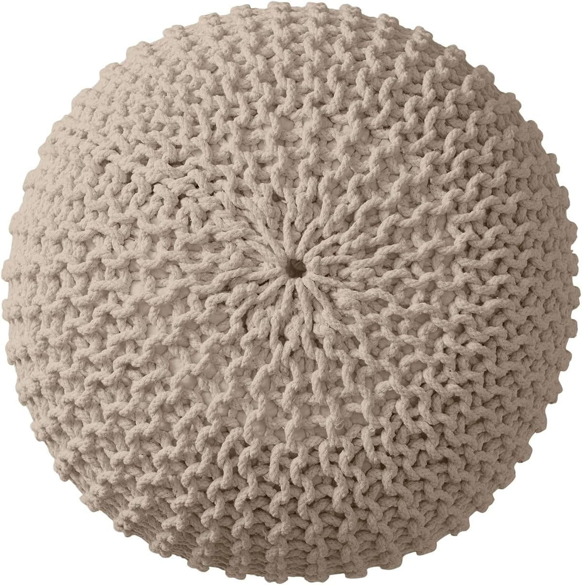 Ornavo Home Pouf Ottoman Foot Rest - 100% Cotton Pouffe - Hand Knitted Cable Braid Cord - Boho