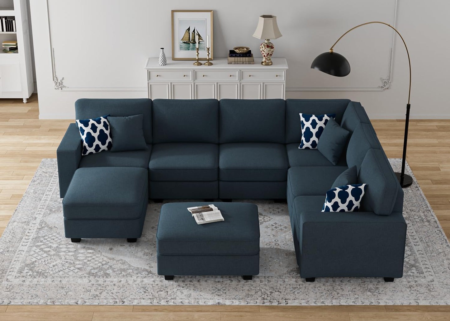 L Lengend Vansen Modular Sectional Sofa U Shaped Couch with Ottoman Modern Reversible Corner