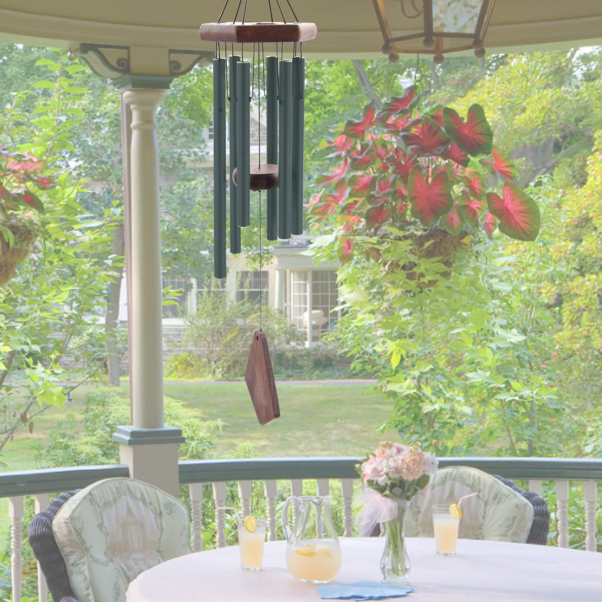 Small Green Wind Chimes for Outside, Tuned Soothing Melody, Sympathy Chimes for Mom/Housewarming