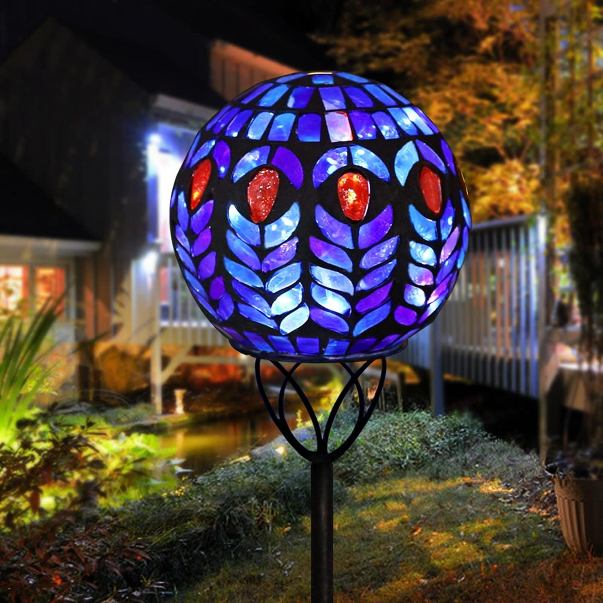 Afirst Solar Outdoor Garden Lights Decorative - Mosaic Solar Stakes Gazing Ball Waterproof Outdoor