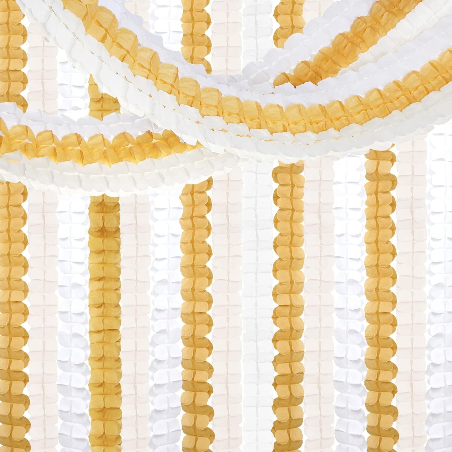 White Ivory-Gold Party-Decorations Streamers Garland - 12pcs 4-Leaf Clover Paper Streamer Wedding