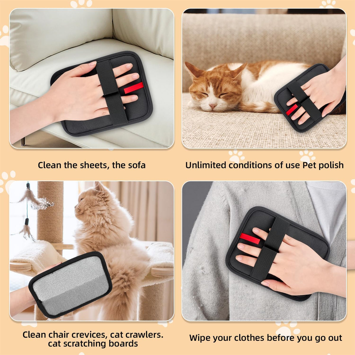 Pet Hair Remover, electrostatic pet Hair Removal Gloves, cat and Dog pet Hair Removal Tools