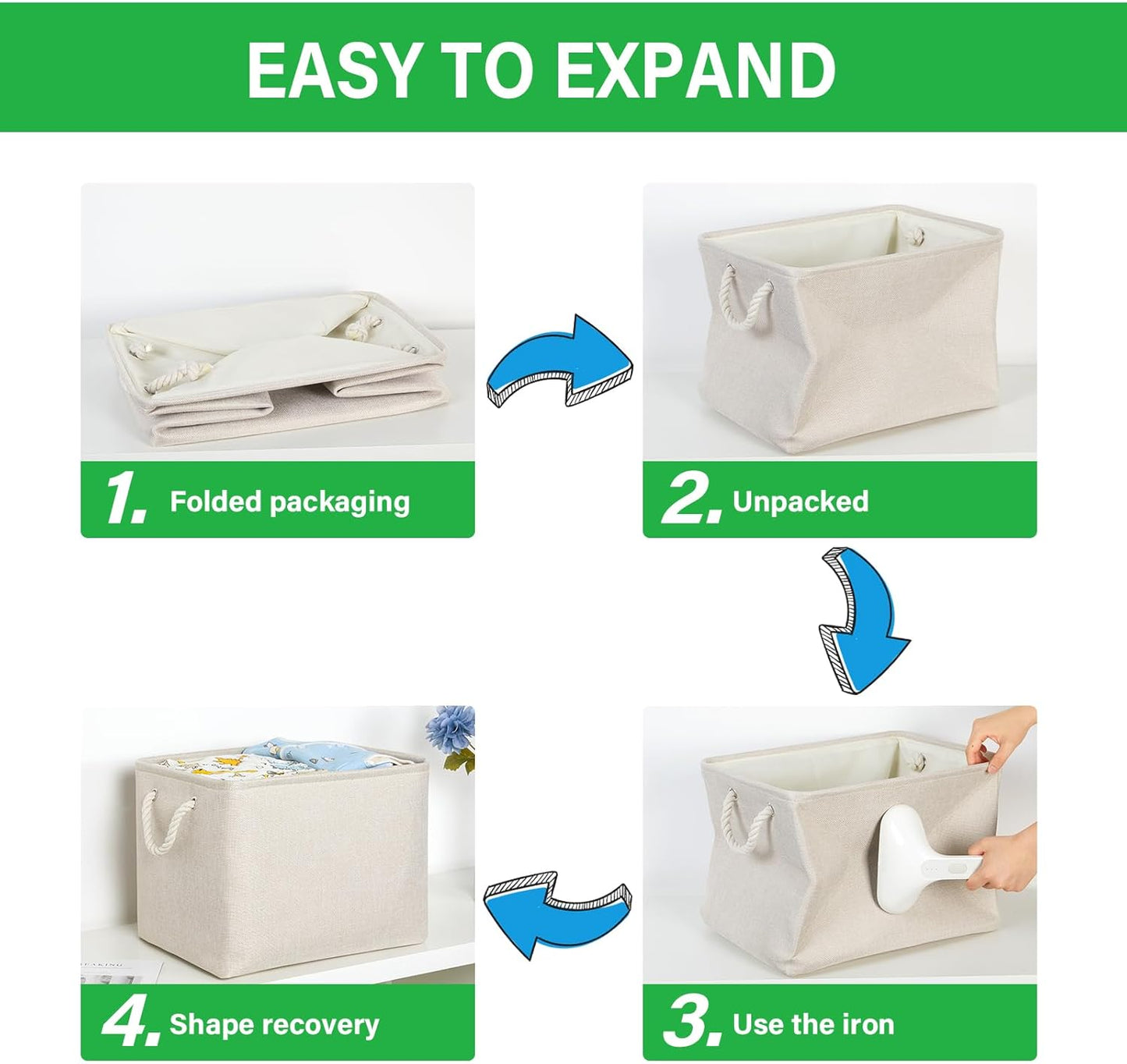 Bidtakay Large Storage Baskets for Shelves 3 Pack Fabric Storage Bins for Organizing Linen