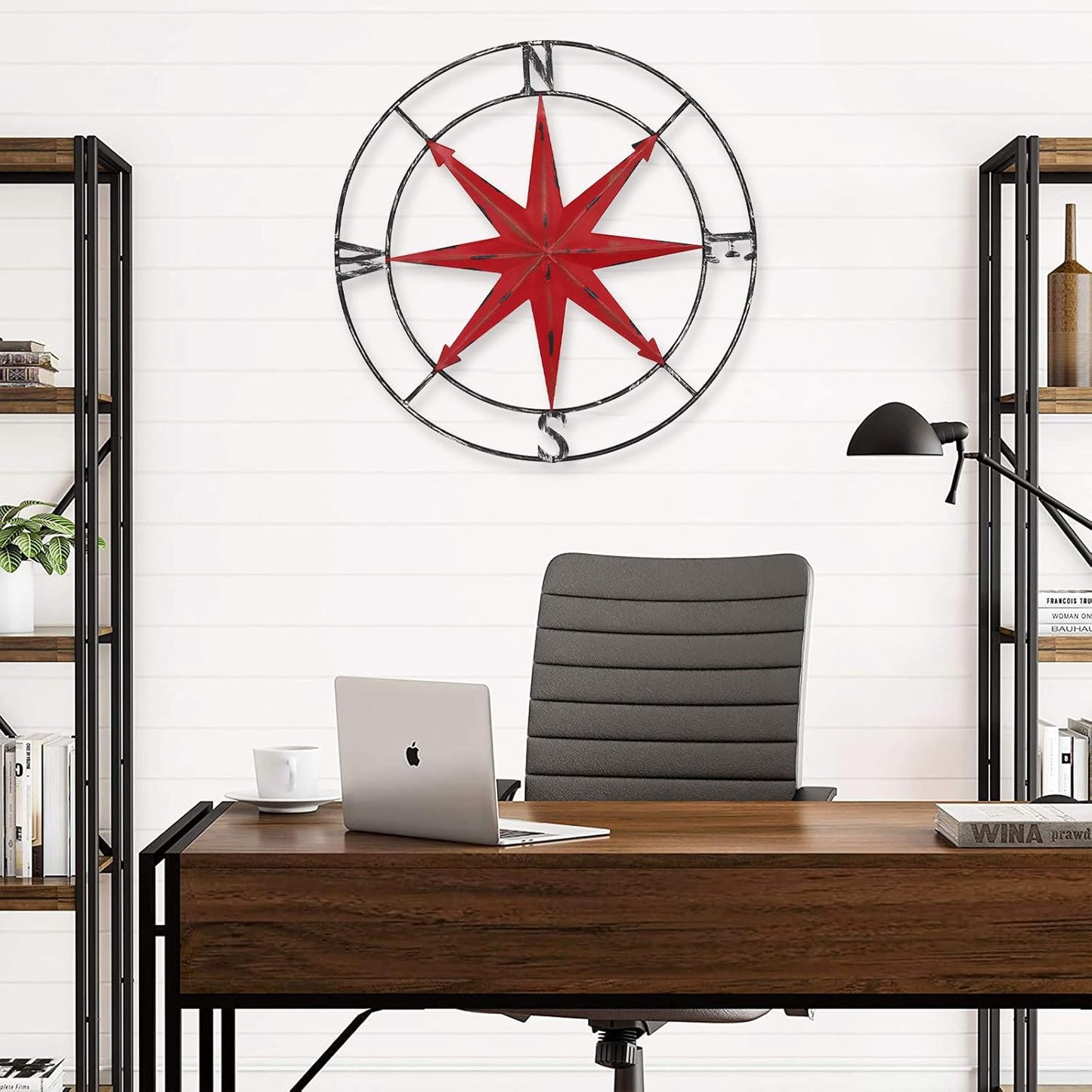 aboxoo Round Metal Compass Decorative Compass Metal Wall Art Hanging Wall Sculpture 11 Inch