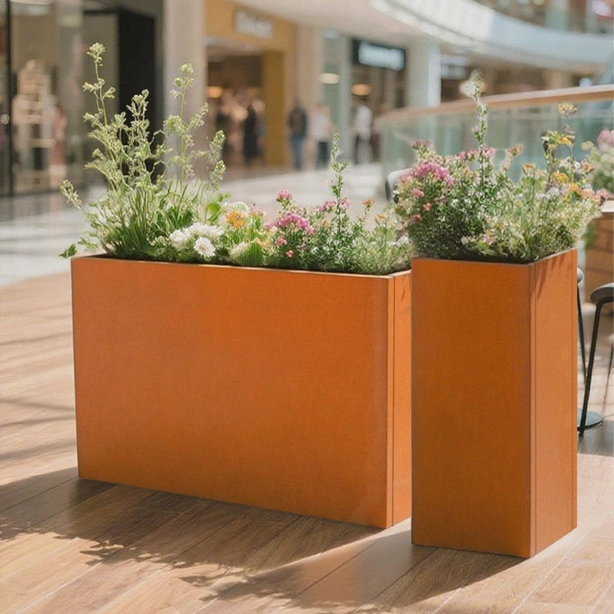 Galvanized Steel Metallic Heavy Planter for Outdoor Plants Metal Outdoor Planter Spliced Flower Box