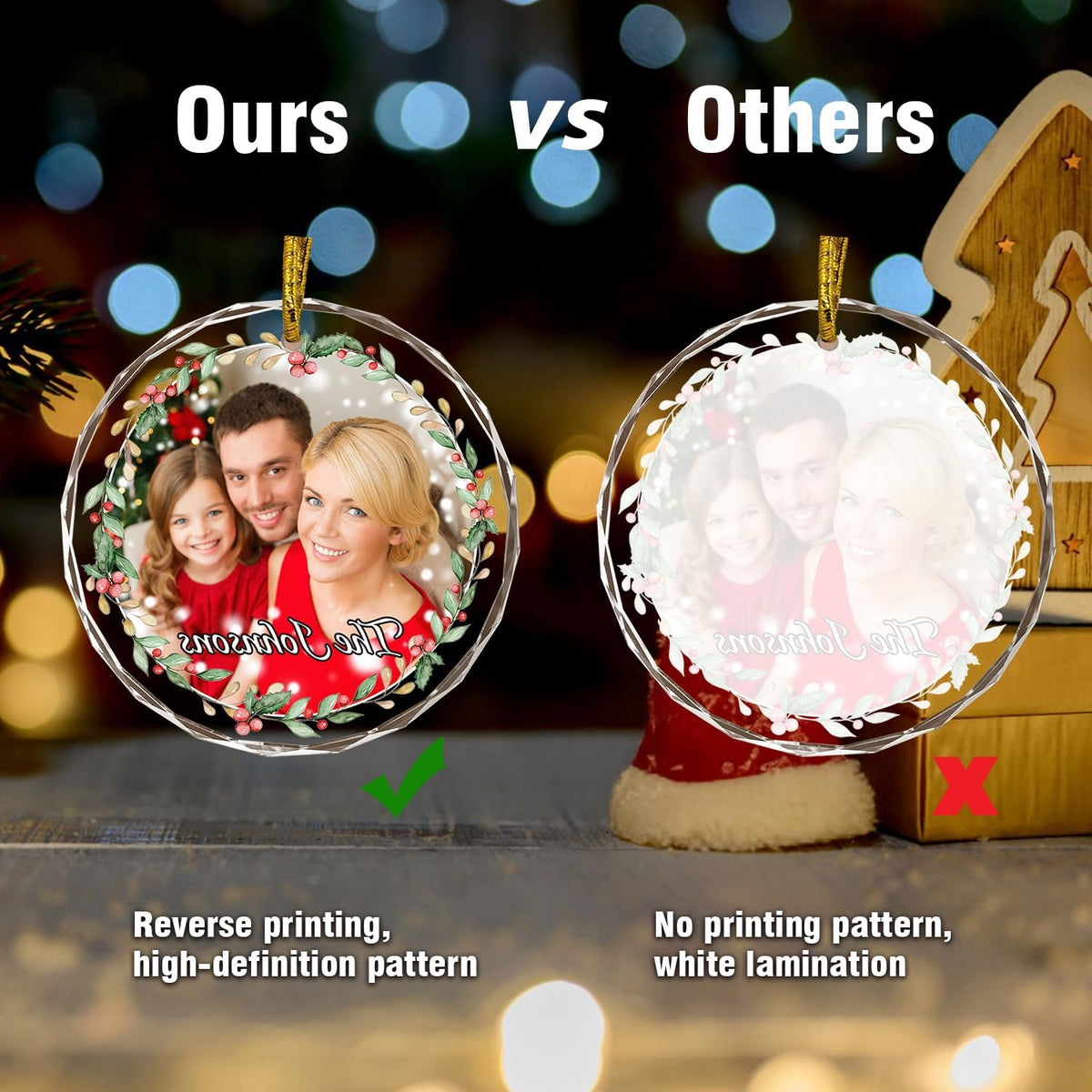 Christmas Tree Decor, Personalized Crystal Photo Ornaments, Custom Ornaments for Family/Child