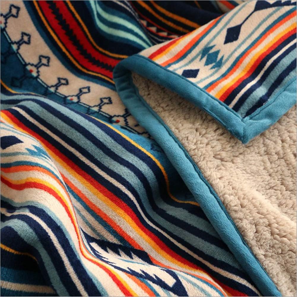 UKELER Boho Sherpa Throw 60'' x 50''- Bohemian Soft Plush Flannel Throw Blankets for