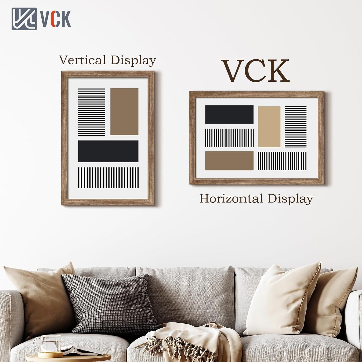 VCK 16x24 Frame 3 Pack - Brown Walnut, Natural Textured Solid Wood Poster Picture Frame, Wall
