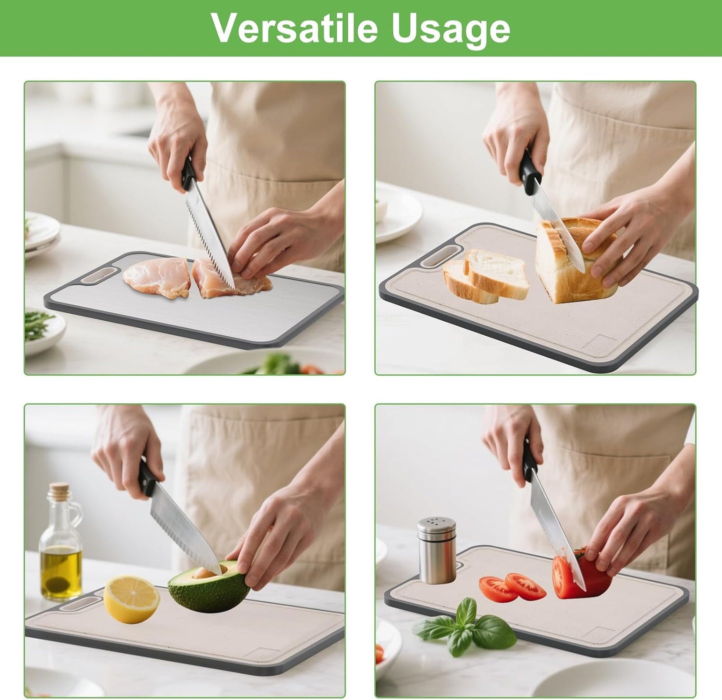 2IN1 Titanium Cutting Boards for Kitchen,Metal Cutting Boards With Pure Titanium and Wheat Straw