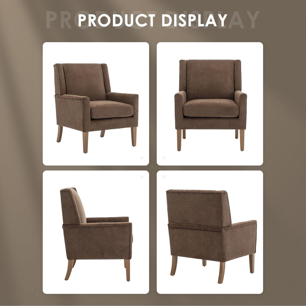 COLAMY Modern Wingback Living Room Chair Set of 2, Upholstered Fabric Accent Armchair, Single Sofa