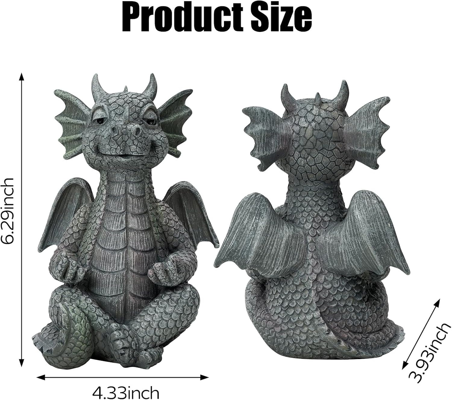 Garden Dragon Statue Decor - Meditation Dragon Sculpture Figurine Outdoor Decoration, Zen Yoga