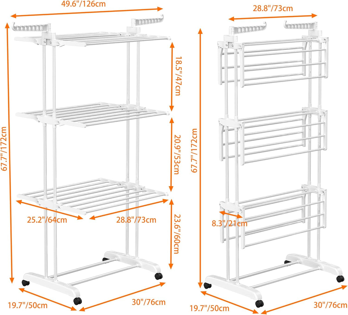 HOMIDEC Clothes Drying Rack, Large 4-Tier Foldable Drying Rack Clothing(67.7H x 19.7W x 30L