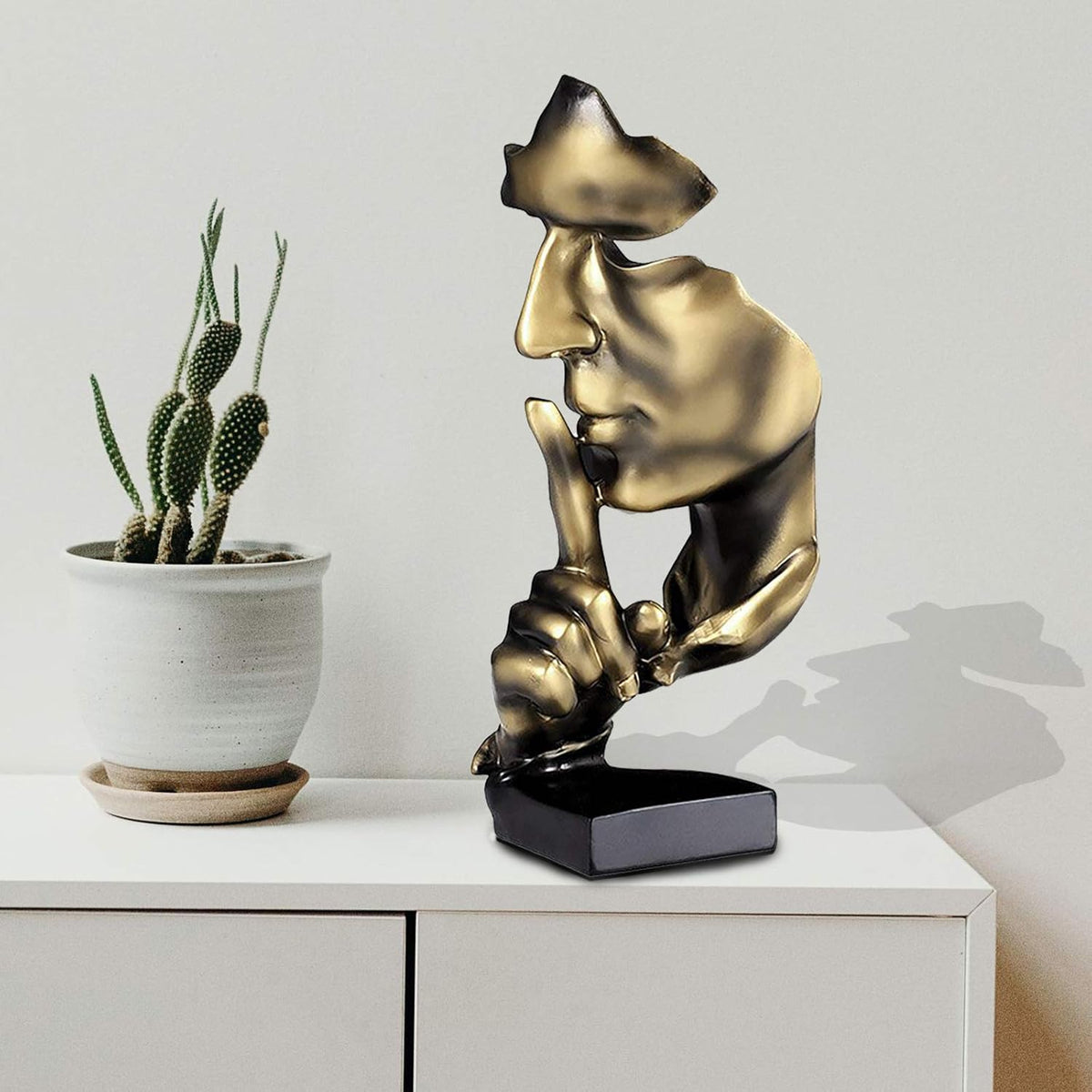 aboxoo Thinker Statue, Silence is Gold Abstract Art Figurine,Modern Home Resin Sculptures