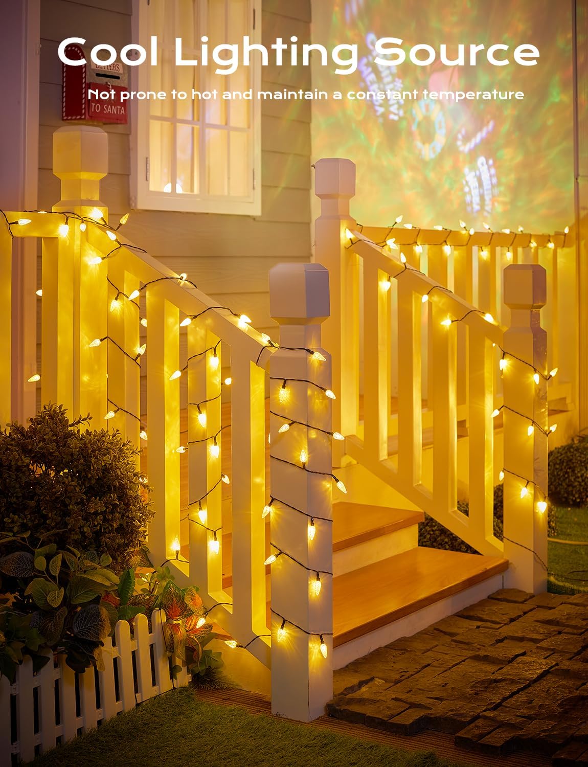 Brightown Solar Operated C6 Strawberry String Lights, 22.64ft 50 LEDs Warm White LED Christmas