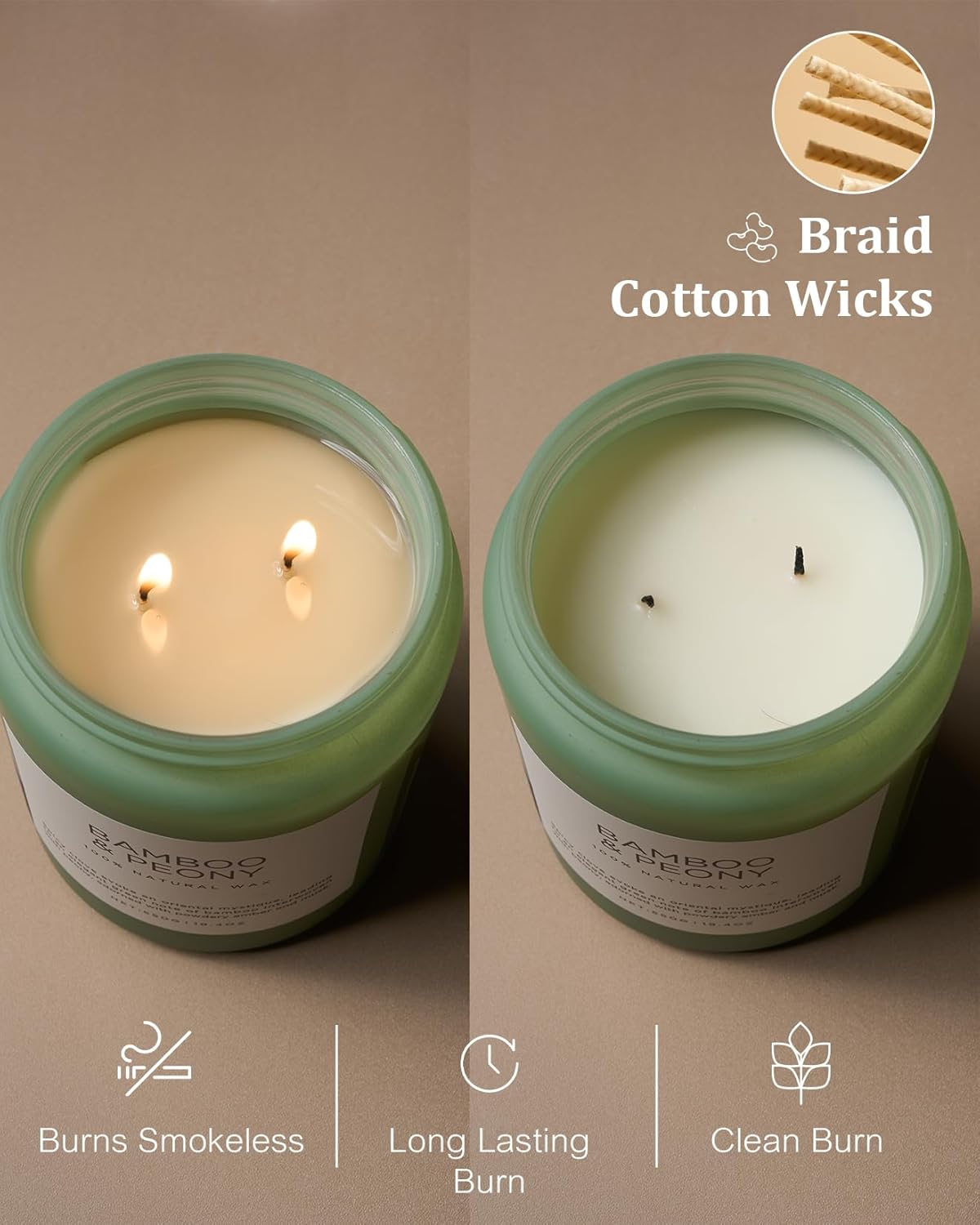 M&SENSE Bamboo Peony Spring Large Candles for Home Scented 19.4oz 110 Hour Long Lasting Burn