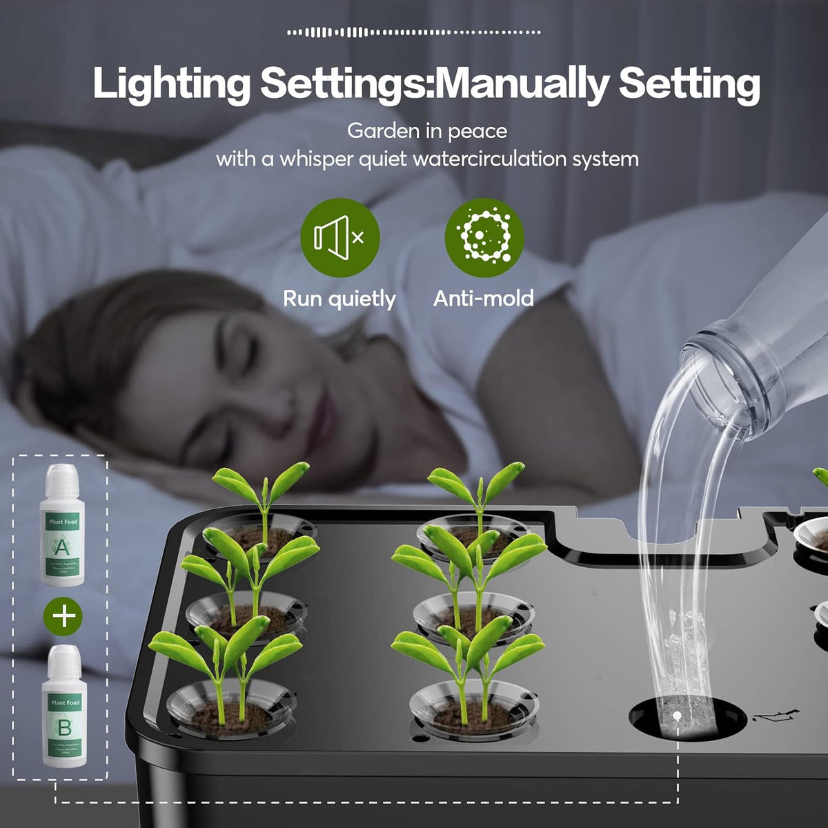 MUFGA 12 Pods Hydroponics Growing System, Indoor Garden with LED Grow Light, Plants Germination