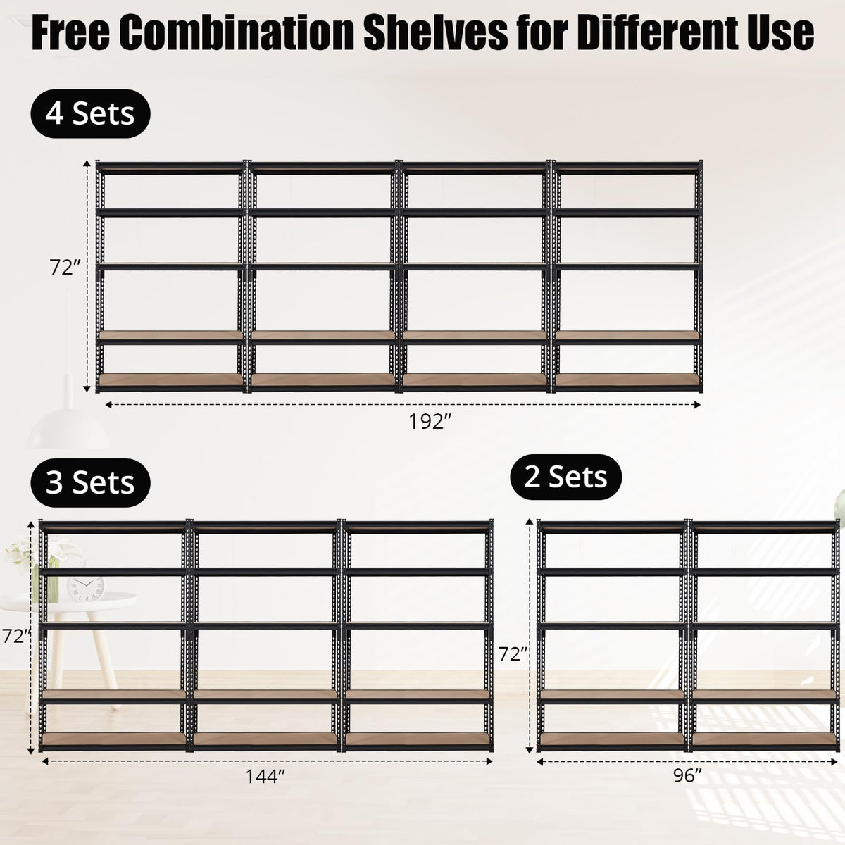 Towallmark Garage Shelving, 48 x24 x 72 Storage Shelves, Heavy Duty Storage Shelving, Durable