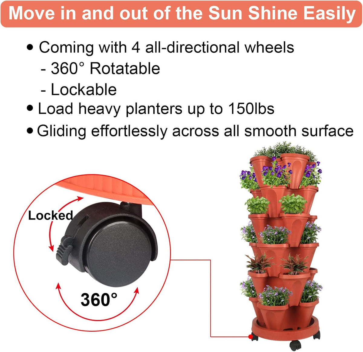 Vertical Planter 6 Tier Stackable Planters Garden Planters Strawberry Herb Flower and Vegetable