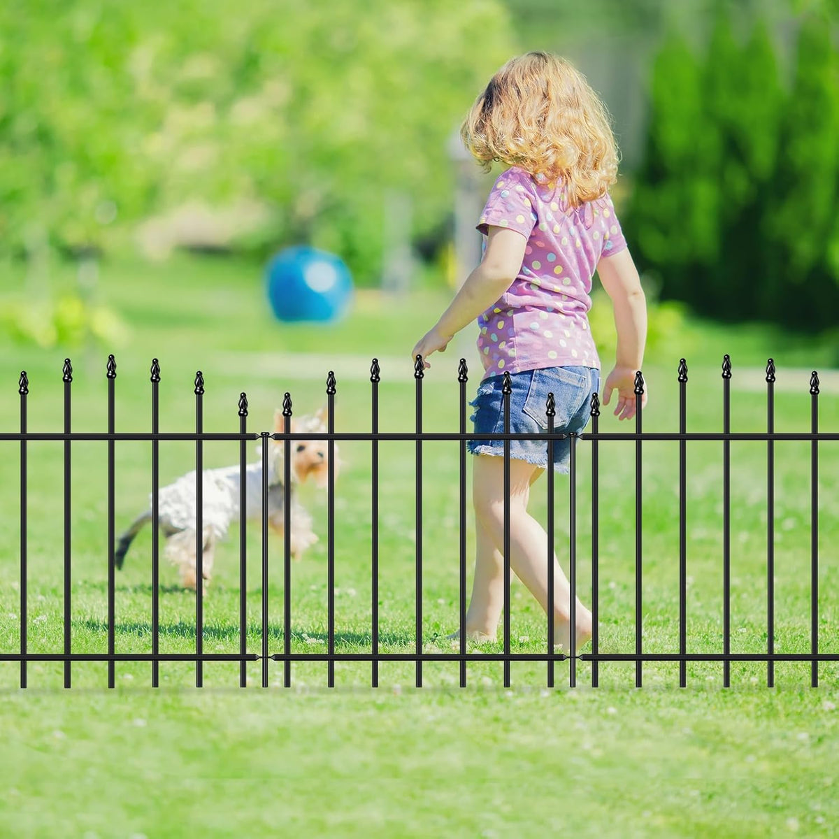 Metal Garden Fence 26 in H x 20ft L, 10 Panels + 11 Stakes Border Dog Fence Panels Animal Barrier