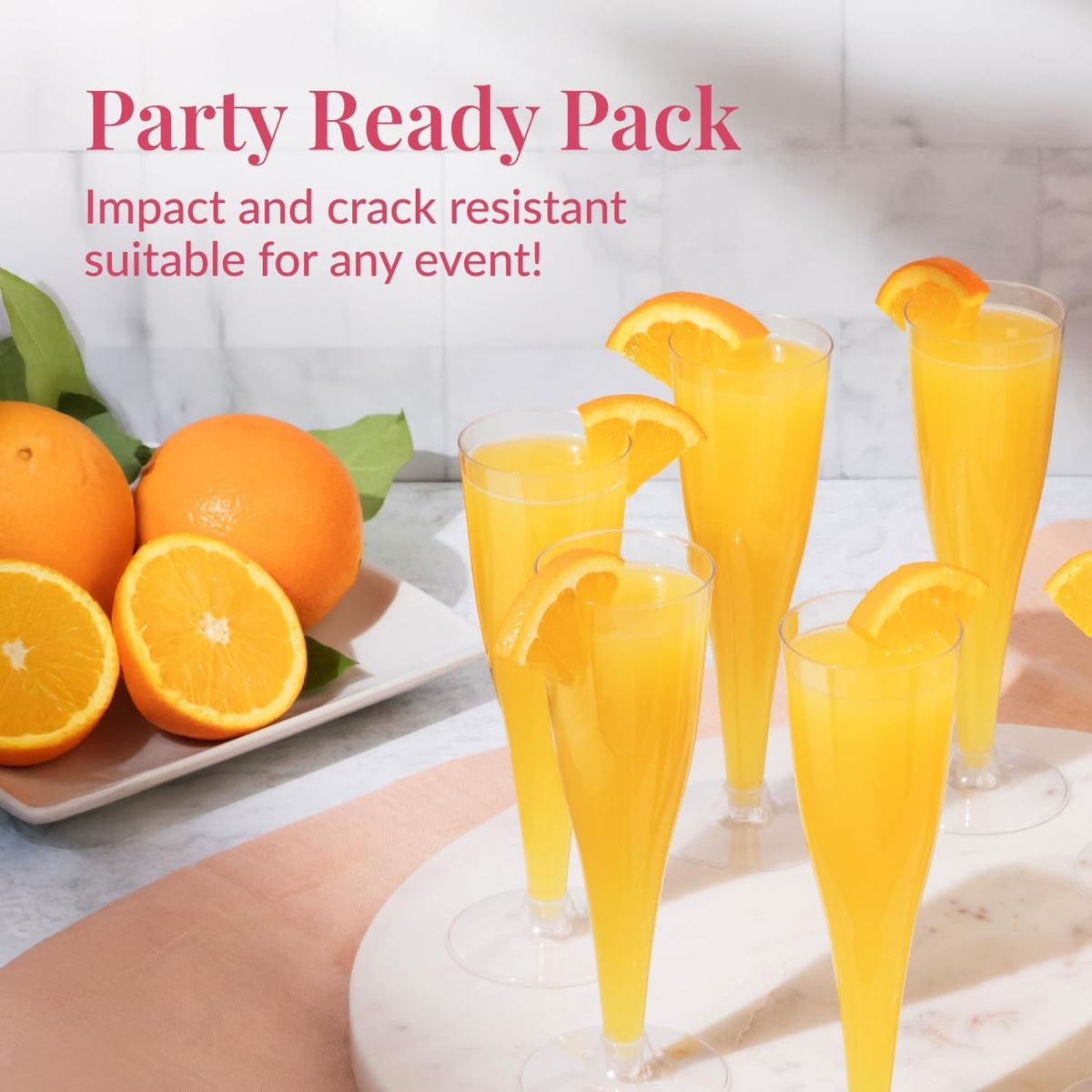 Prestee Set of 200 Plastic Champagne Flutes - Clear Champagne Glasses for Parties, Weddings, Events